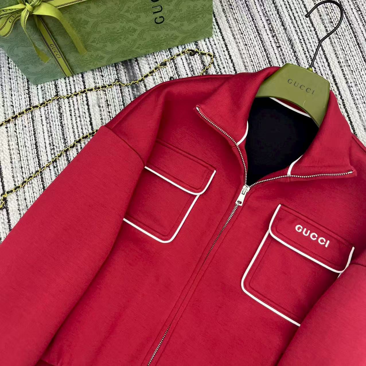 Gucci 구찌 배색 파이핑 포켓 집업 자켓 스커트 세트 12