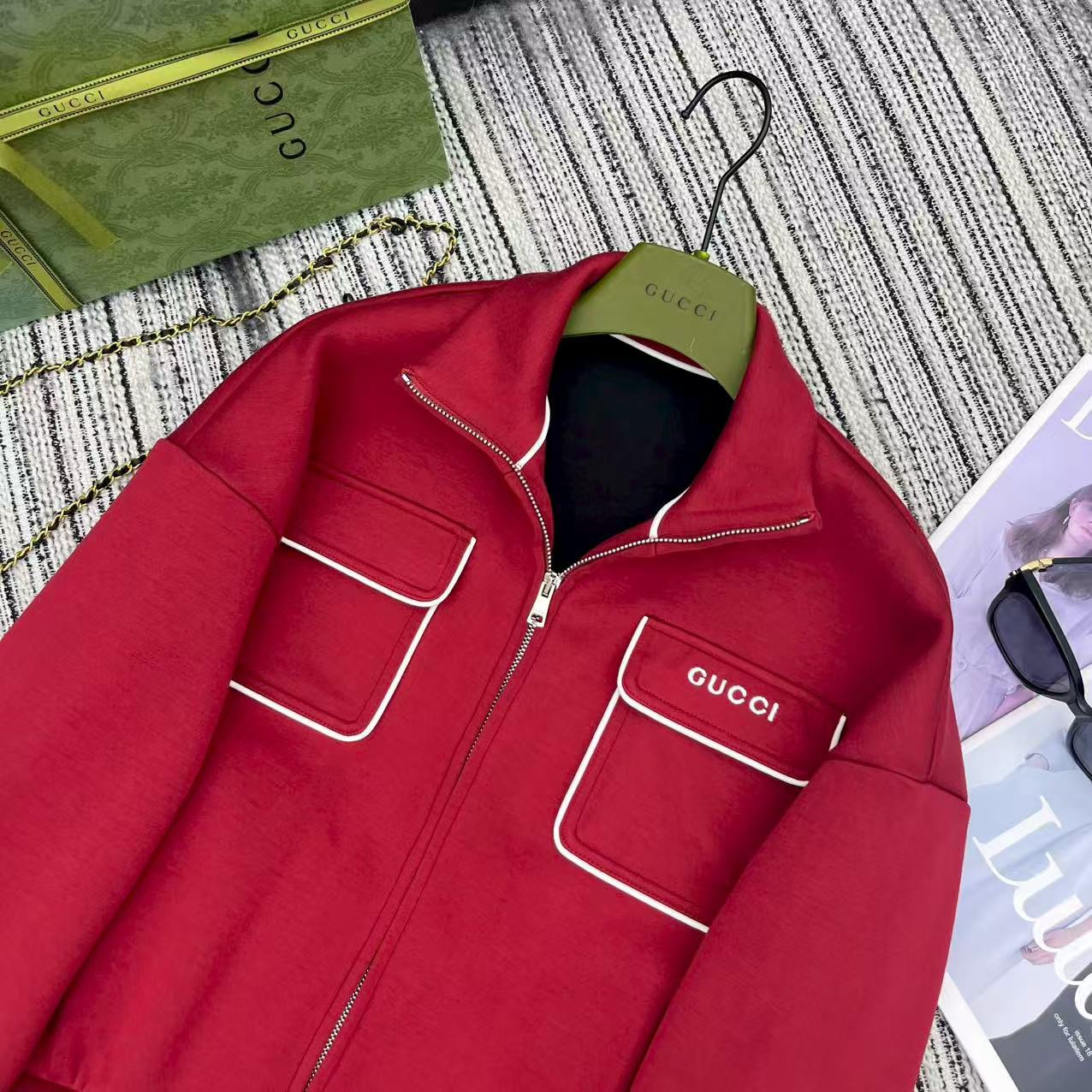 Gucci 구찌 배색 파이핑 포켓 집업 자켓 스커트 세트 13