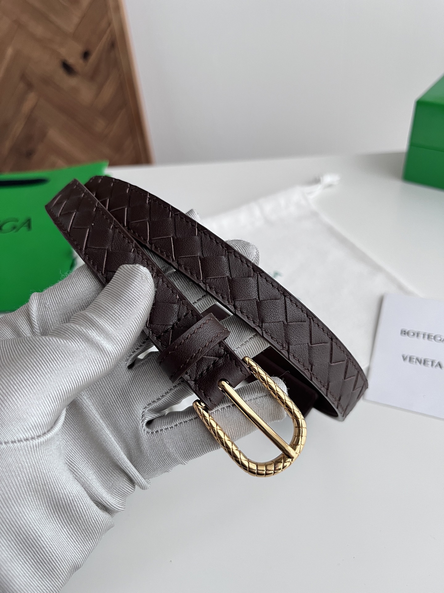 Bottega Veneta 보테가 베네타 인트레치아토 레더 슬림 여성용 벨트 2cm 2