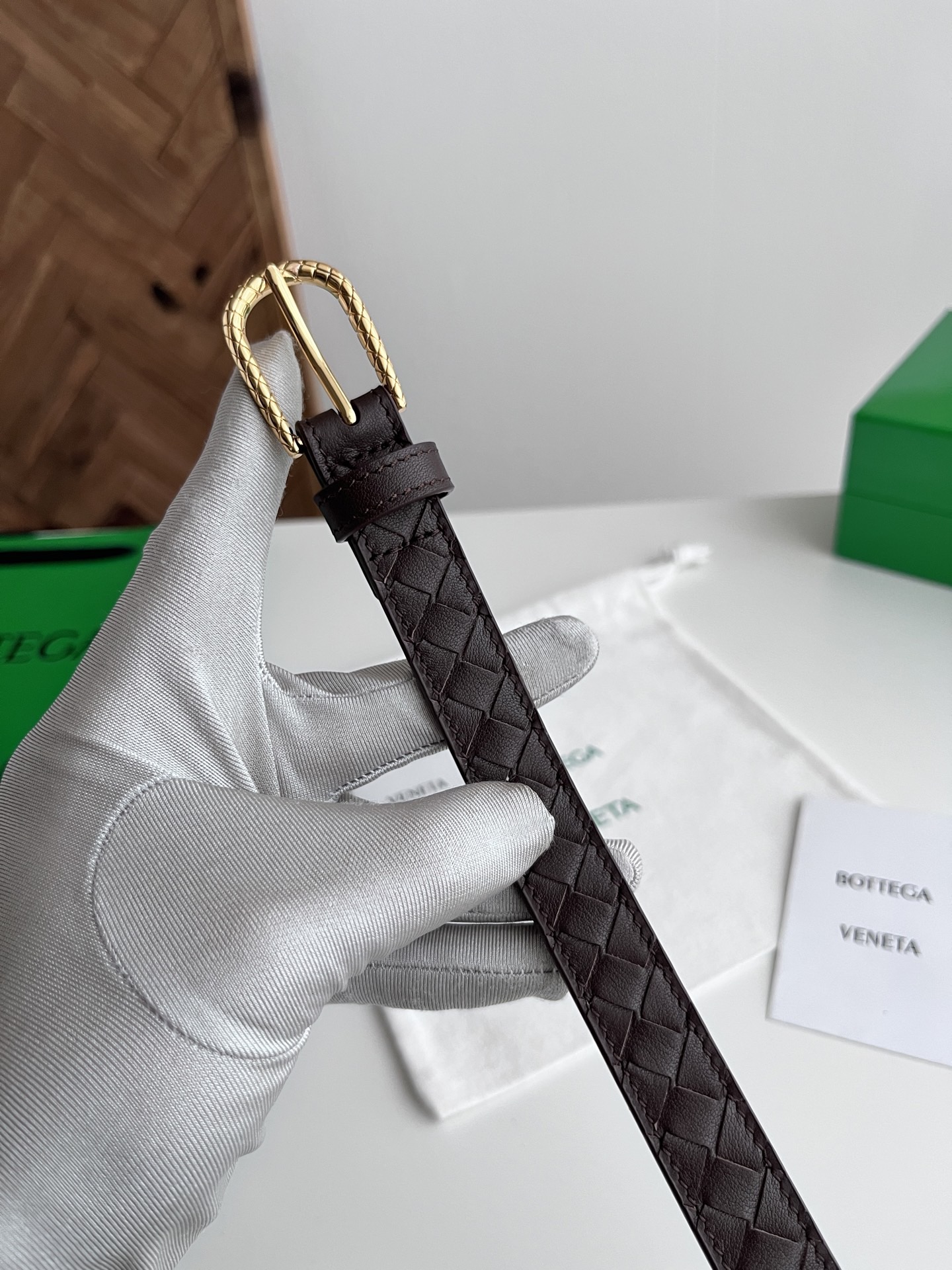 Bottega Veneta 보테가 베네타 인트레치아토 레더 슬림 여성용 벨트 2cm 3