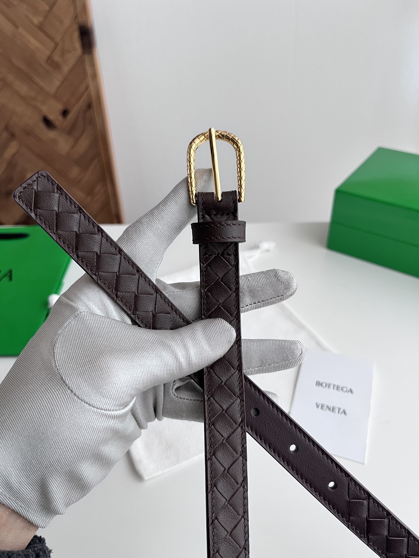 Bottega Veneta 보테가 베네타 인트레치아토 레더 슬림 여성용 벨트 2cm 4