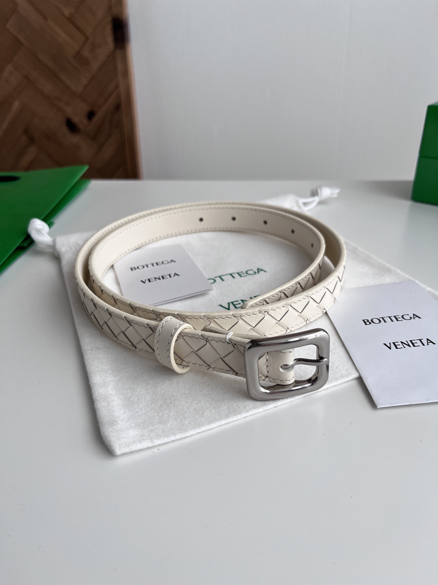 Bottega Veneta 보테가 베네타 인트레치아토 레더 슬림 여성용 벨트 2cm 7