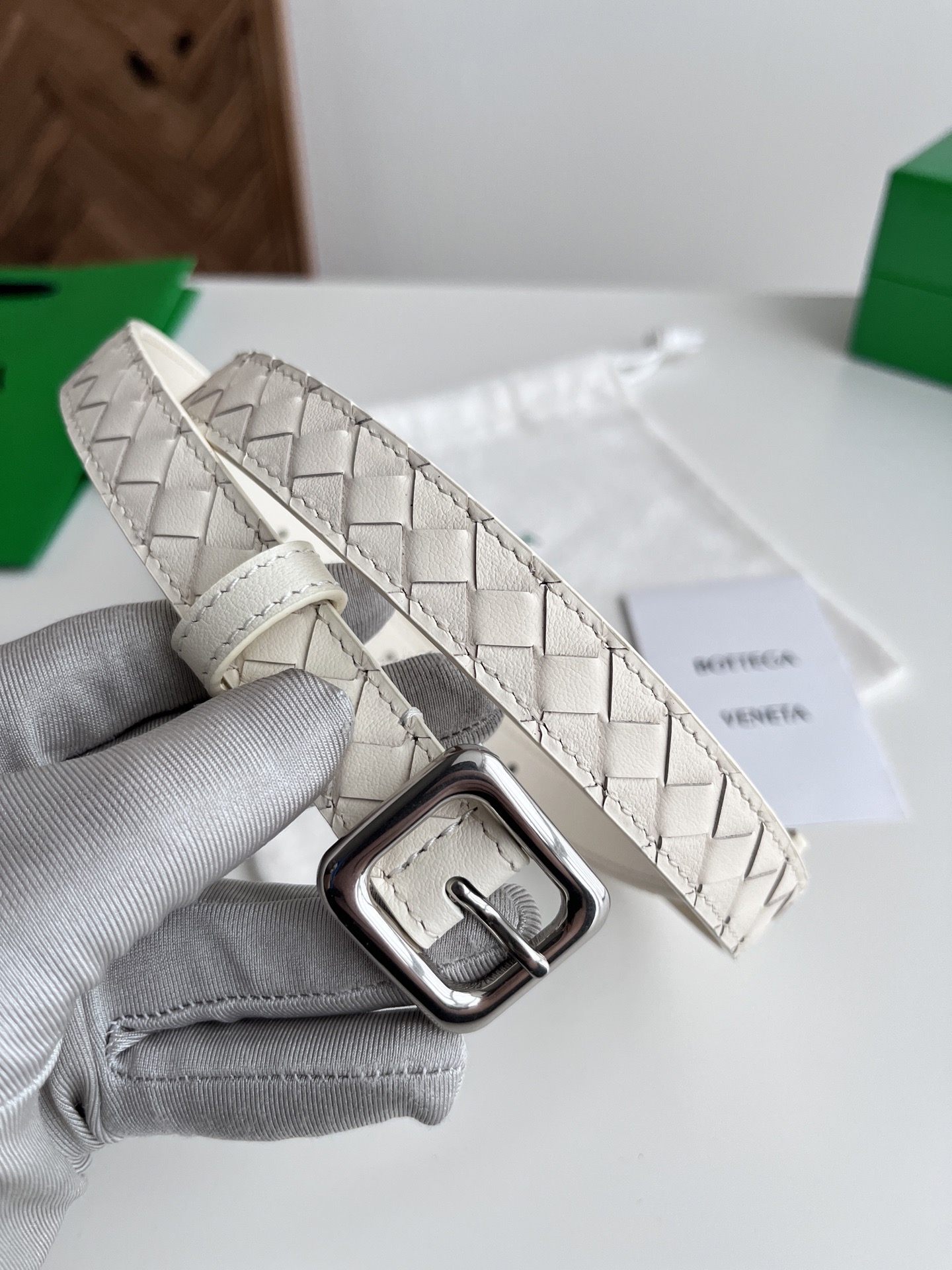 Bottega Veneta 보테가 베네타 인트레치아토 레더 슬림 여성용 벨트 2cm 8