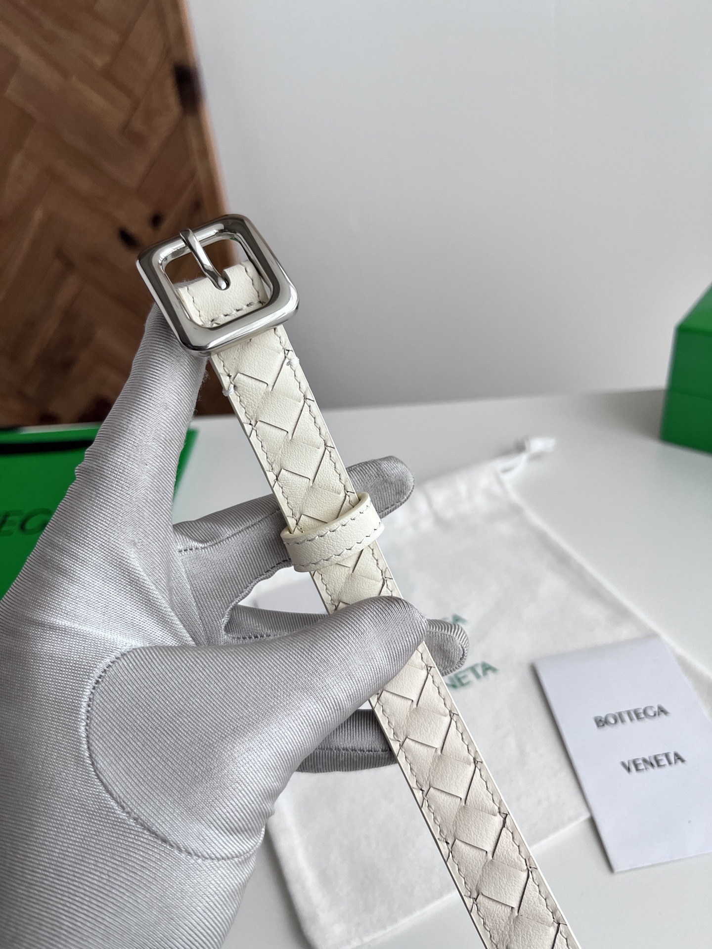 Bottega Veneta 보테가 베네타 인트레치아토 레더 슬림 여성용 벨트 2cm 9