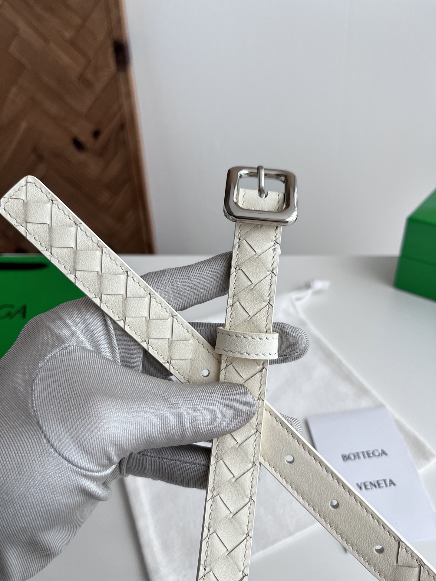 Bottega Veneta 보테가 베네타 인트레치아토 레더 슬림 여성용 벨트 2cm 10