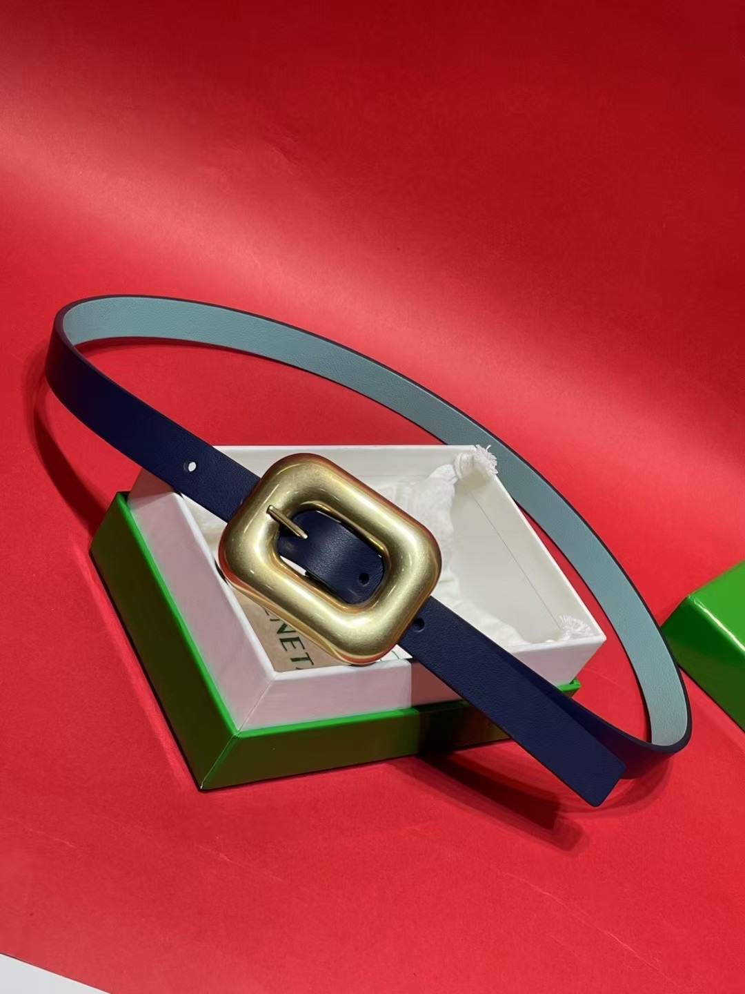 Bottega Veneta 보테가 베네타 빈티지 오벌 버클 레더 벨트 2cm 1