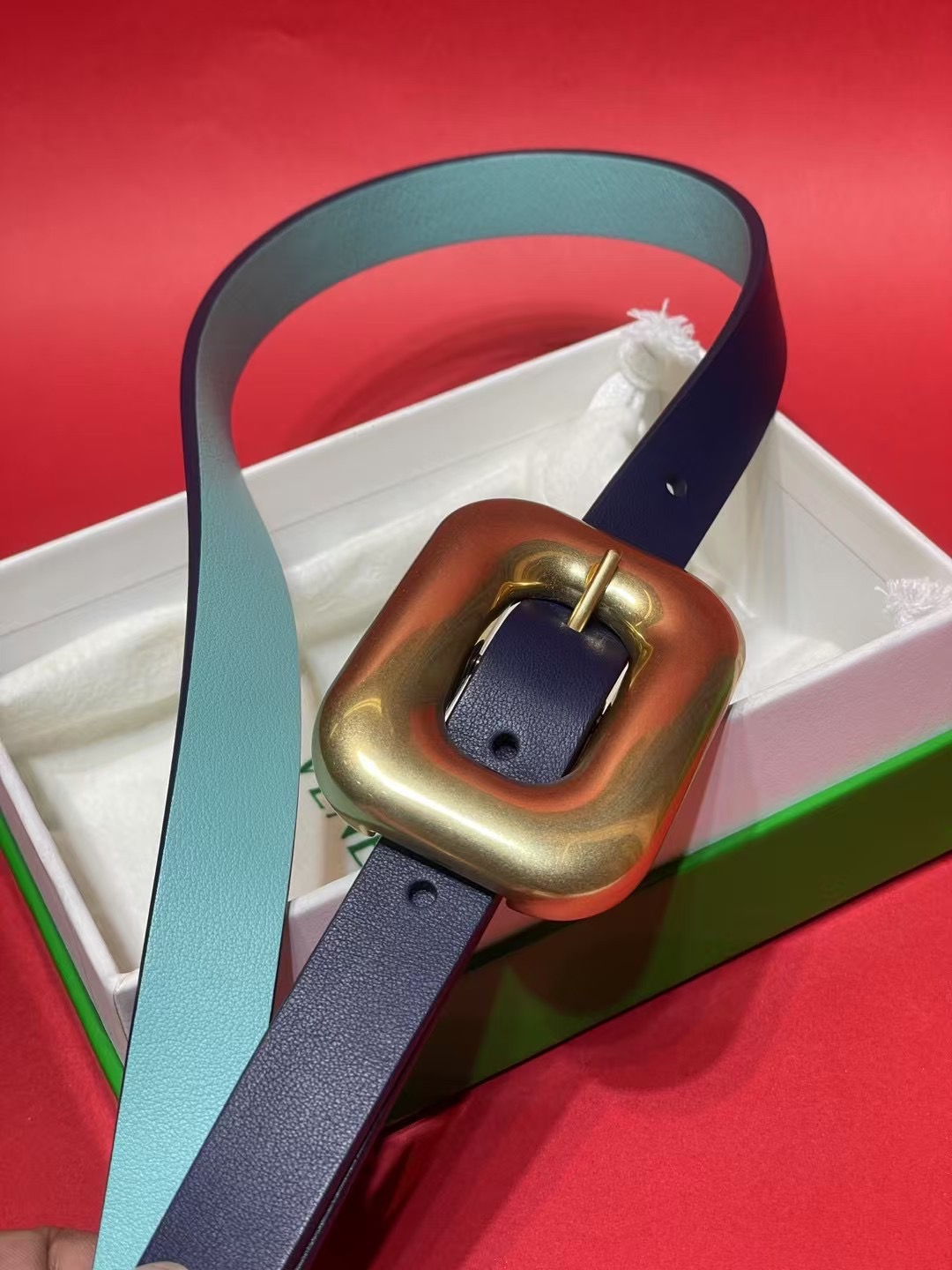 Bottega Veneta 보테가 베네타 빈티지 오벌 버클 레더 벨트 2cm 2