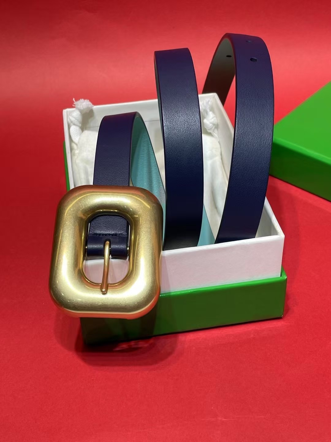 Bottega Veneta 보테가 베네타 빈티지 오벌 버클 레더 벨트 2cm 3