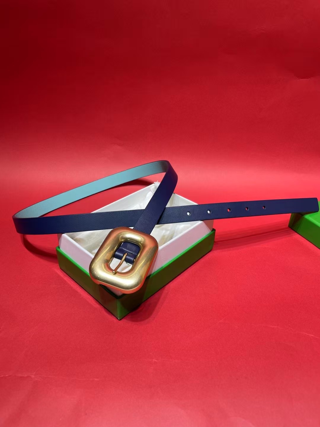 Bottega Veneta 보테가 베네타 빈티지 오벌 버클 레더 벨트 2cm 5