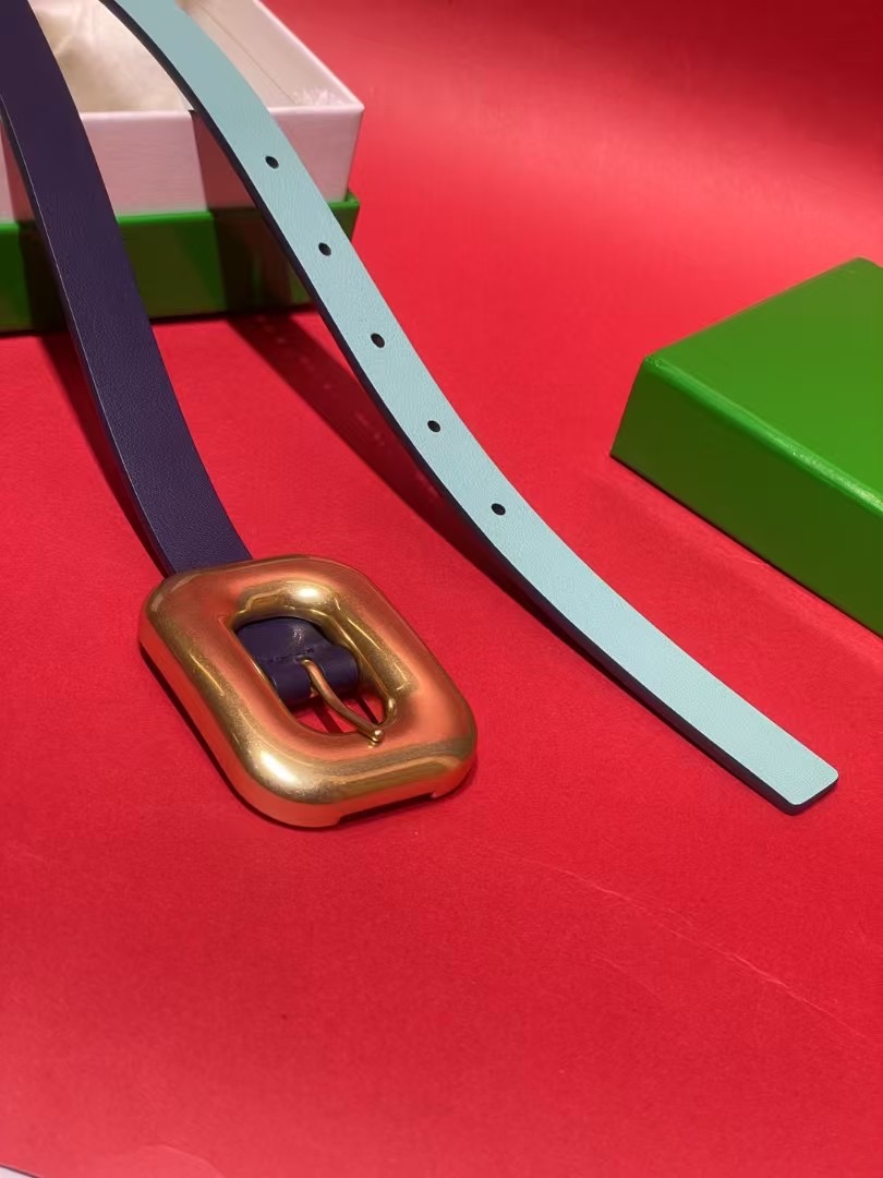 Bottega Veneta 보테가 베네타 빈티지 오벌 버클 레더 벨트 2cm 6