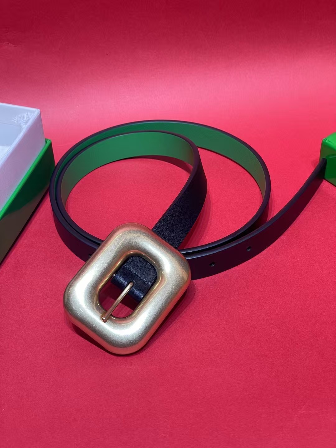 Bottega Veneta 보테가 베네타 빈티지 오벌 버클 레더 벨트 2cm 10