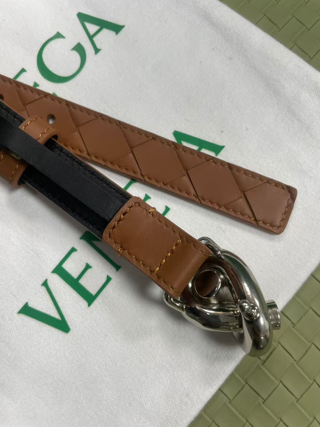 Bottega Veneta 보테가 베네타 노트 버클 퀼티드 레더 벨트 2cm 12