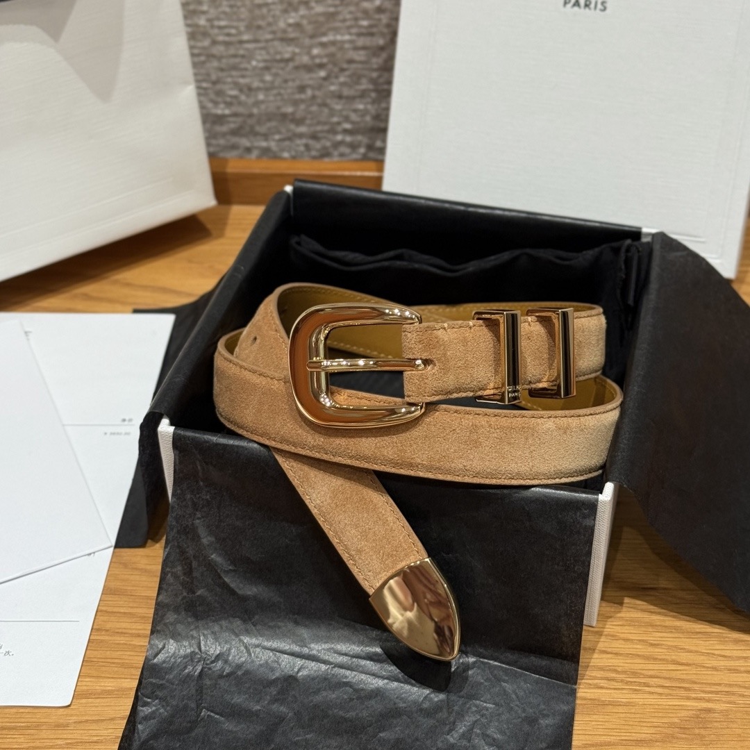 CELINE 셀린느 웨스턴 25mm 트리옴프 버클 스웨이드 & 카프스킨 벨트 1