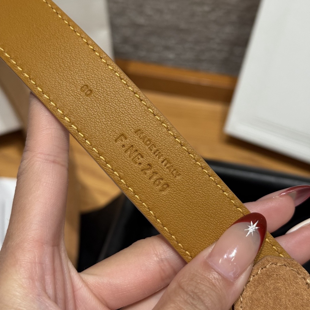 CELINE 셀린느 웨스턴 25mm 트리옴프 버클 스웨이드 & 카프스킨 벨트 6