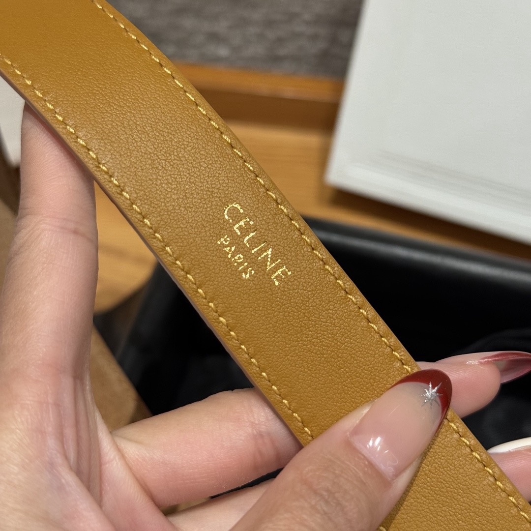 CELINE 셀린느 웨스턴 25mm 트리옴프 버클 스웨이드 & 카프스킨 벨트 7