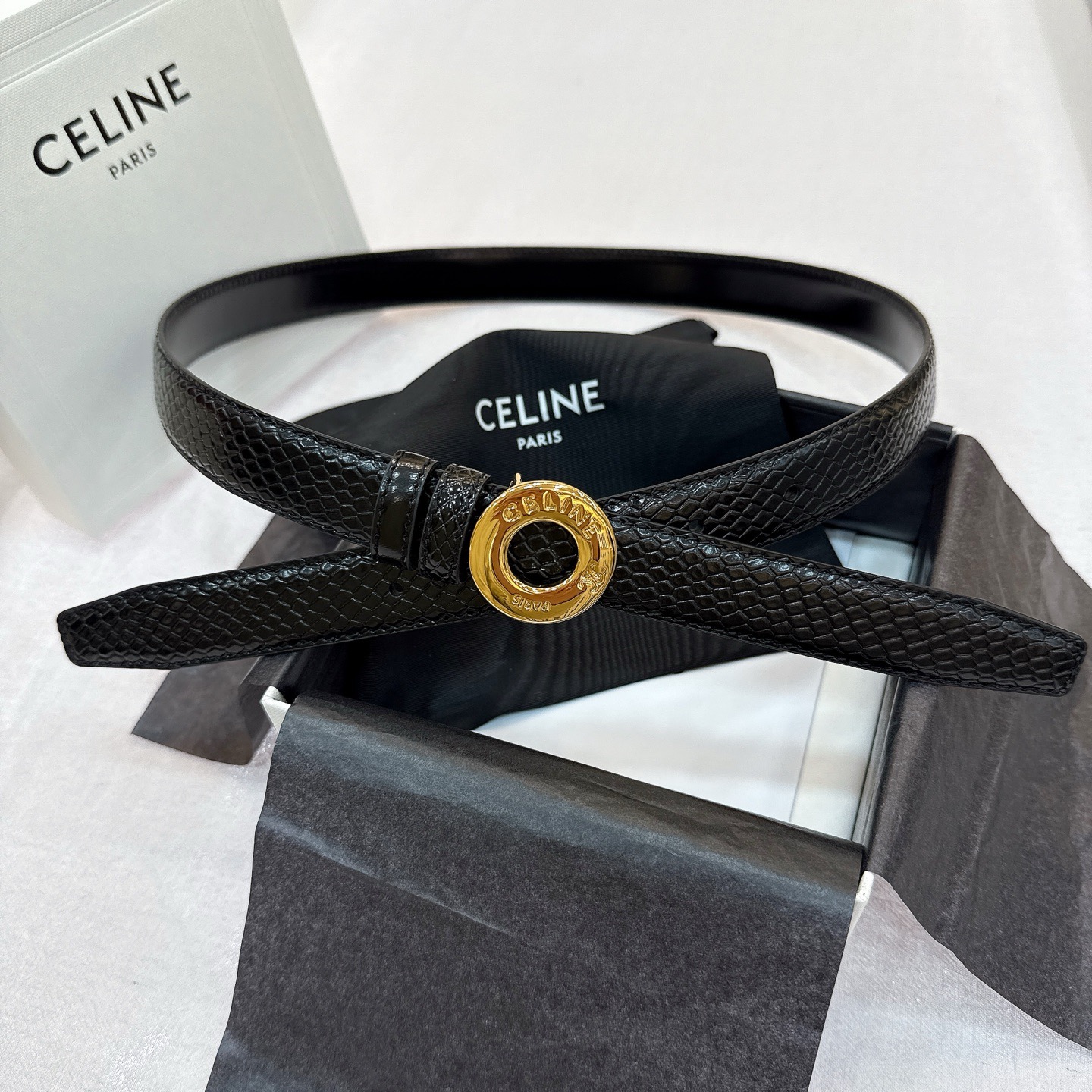 Celine 셀린느 트리오움프 리버서블 카프스킨 벨트 원형 트리오움프 버클 25mm 4