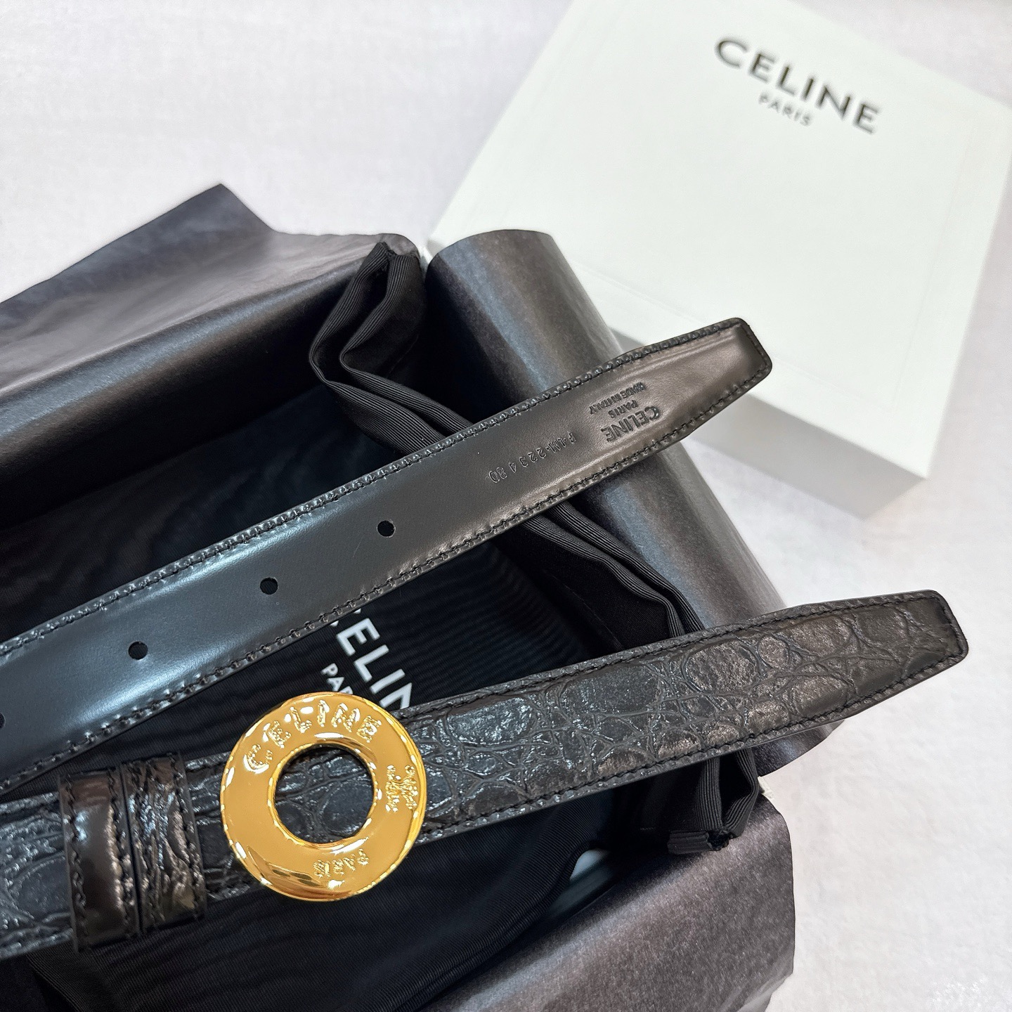 Celine 셀린느 트리오움프 리버서블 카프스킨 벨트 원형 트리오움프 버클 25mm 13