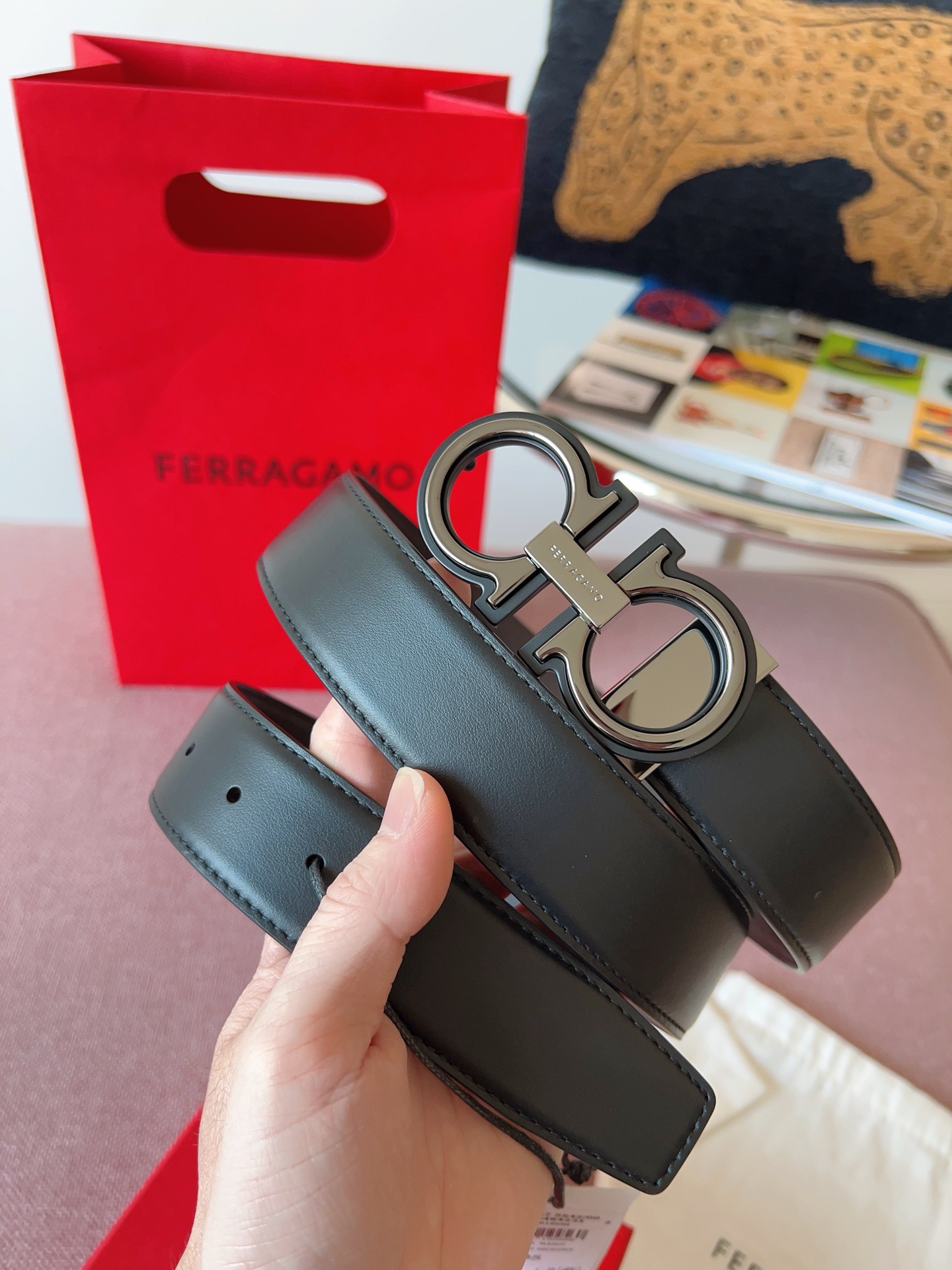 Ferragamo 페라가모 간치니 버클 소가죽 벨트 2