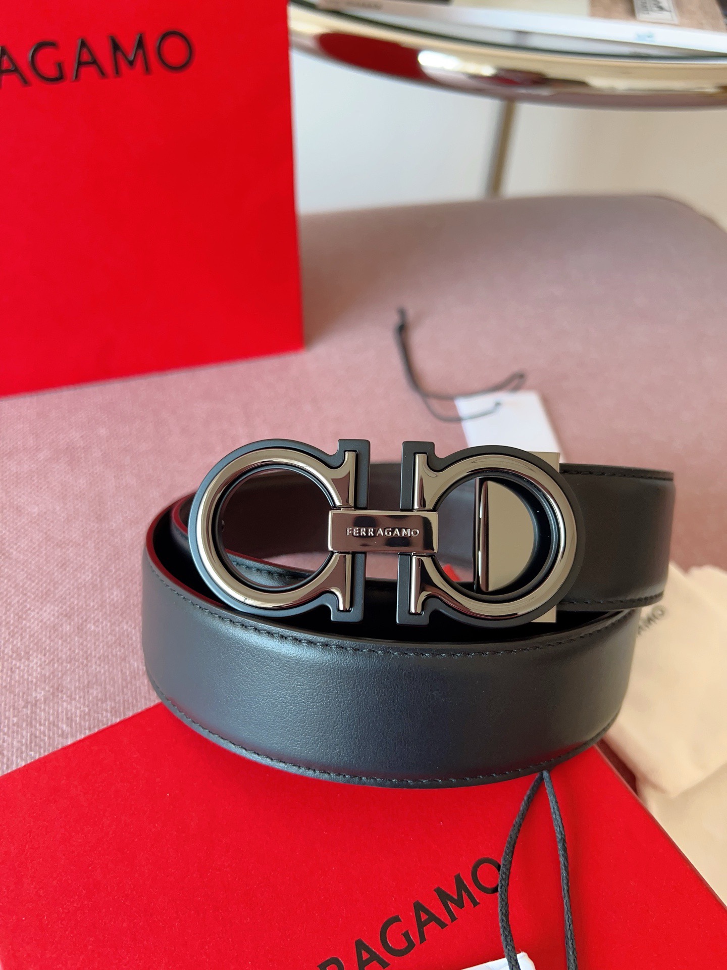 Ferragamo 페라가모 간치니 버클 소가죽 벨트 3