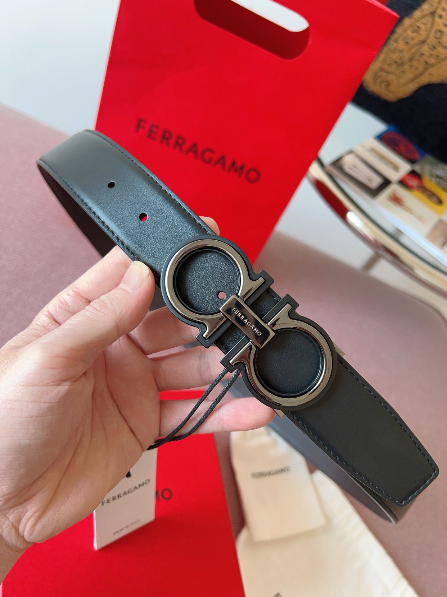 Ferragamo 페라가모 간치니 버클 소가죽 벨트 5