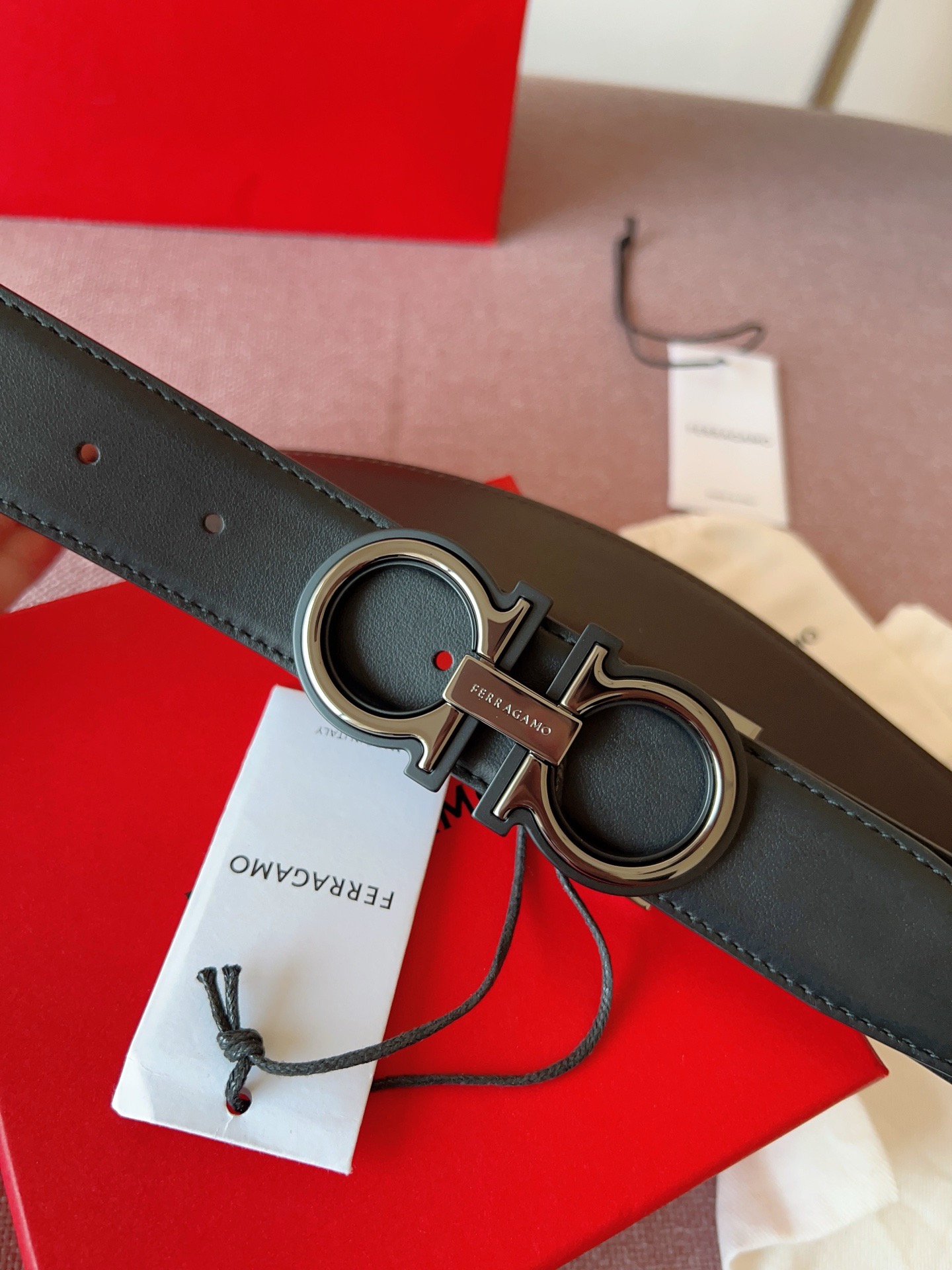 Ferragamo 페라가모 간치니 버클 소가죽 벨트 6