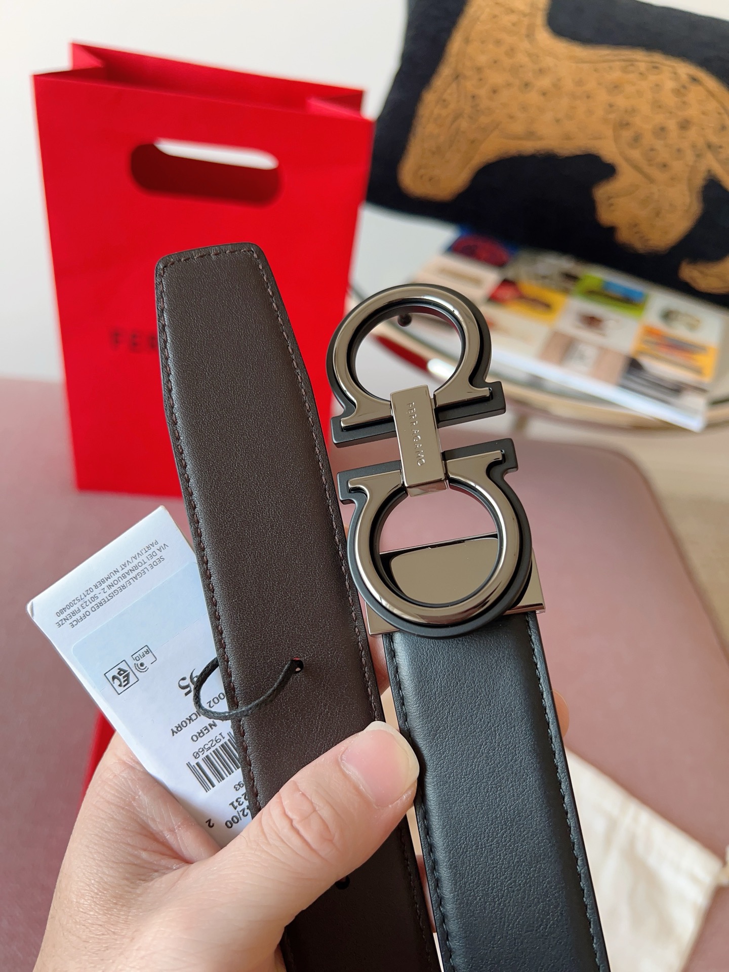 Ferragamo 페라가모 간치니 버클 소가죽 벨트 7