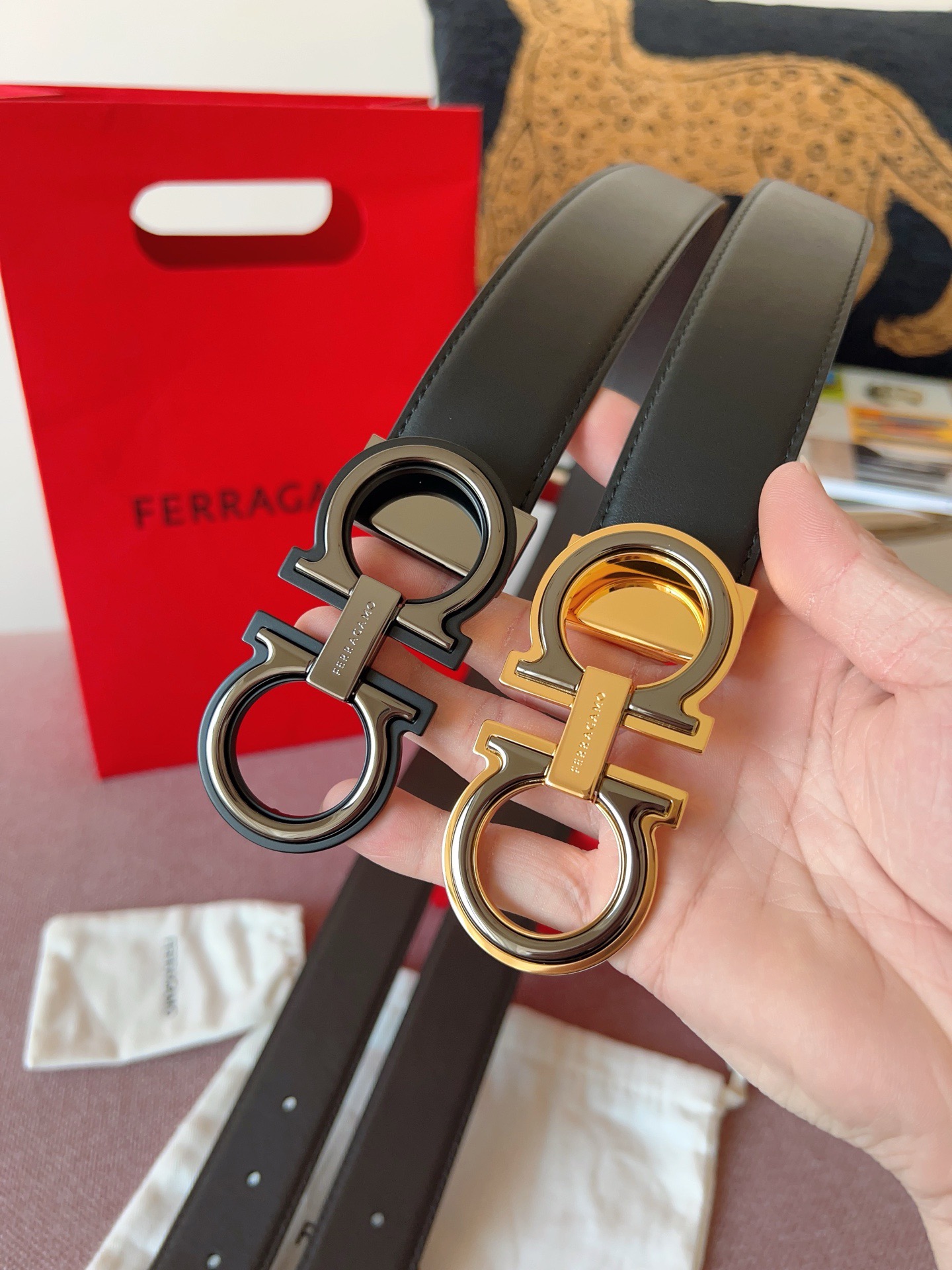Ferragamo 페라가모 간치니 버클 소가죽 벨트 10
