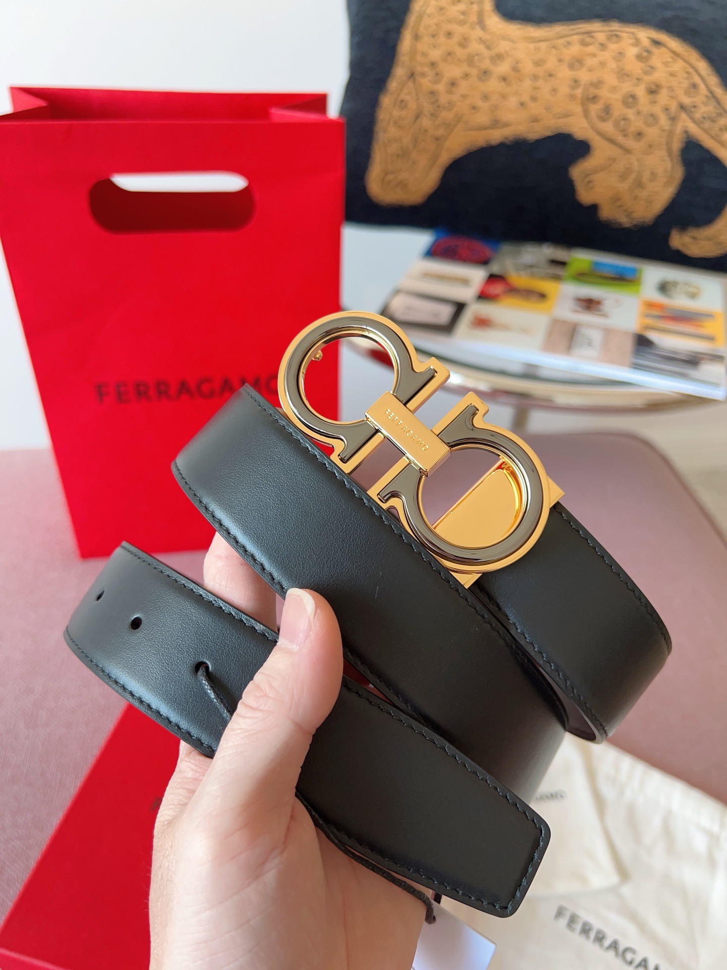 Ferragamo 페라가모 간치니 버클 소가죽 벨트 1