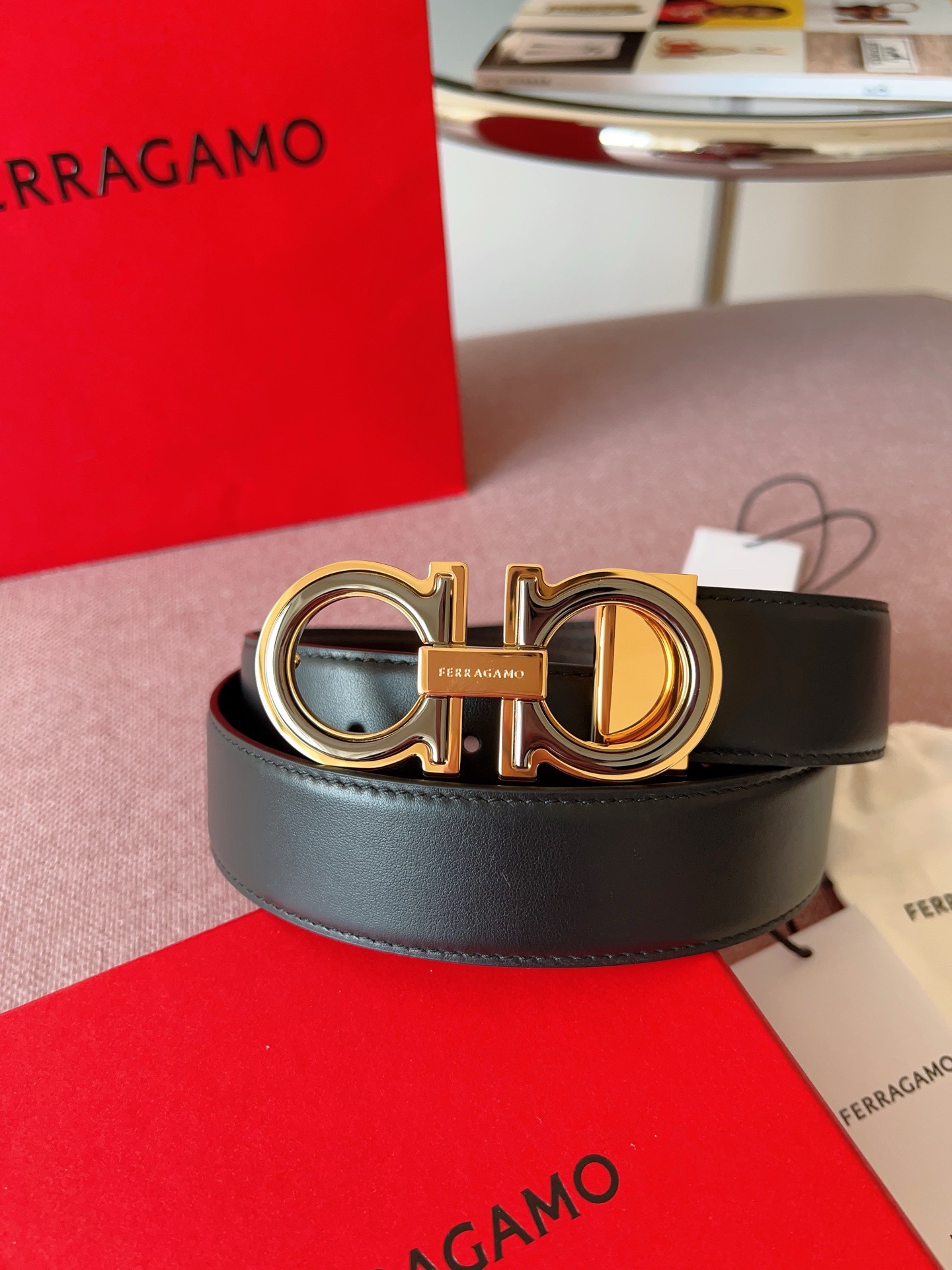 Ferragamo 페라가모 간치니 버클 소가죽 벨트 2