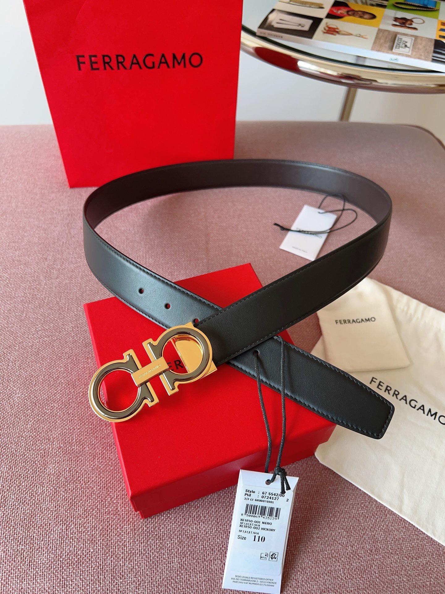 Ferragamo 페라가모 간치니 버클 소가죽 벨트 3