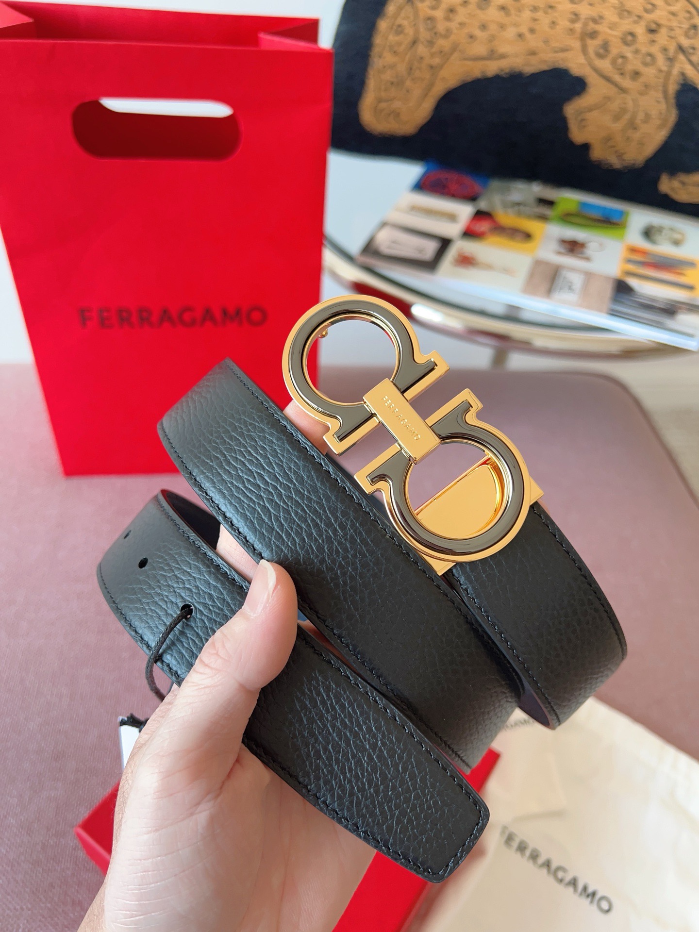 Ferragamo 페라가모 간치니 버클 소가죽 벨트 1