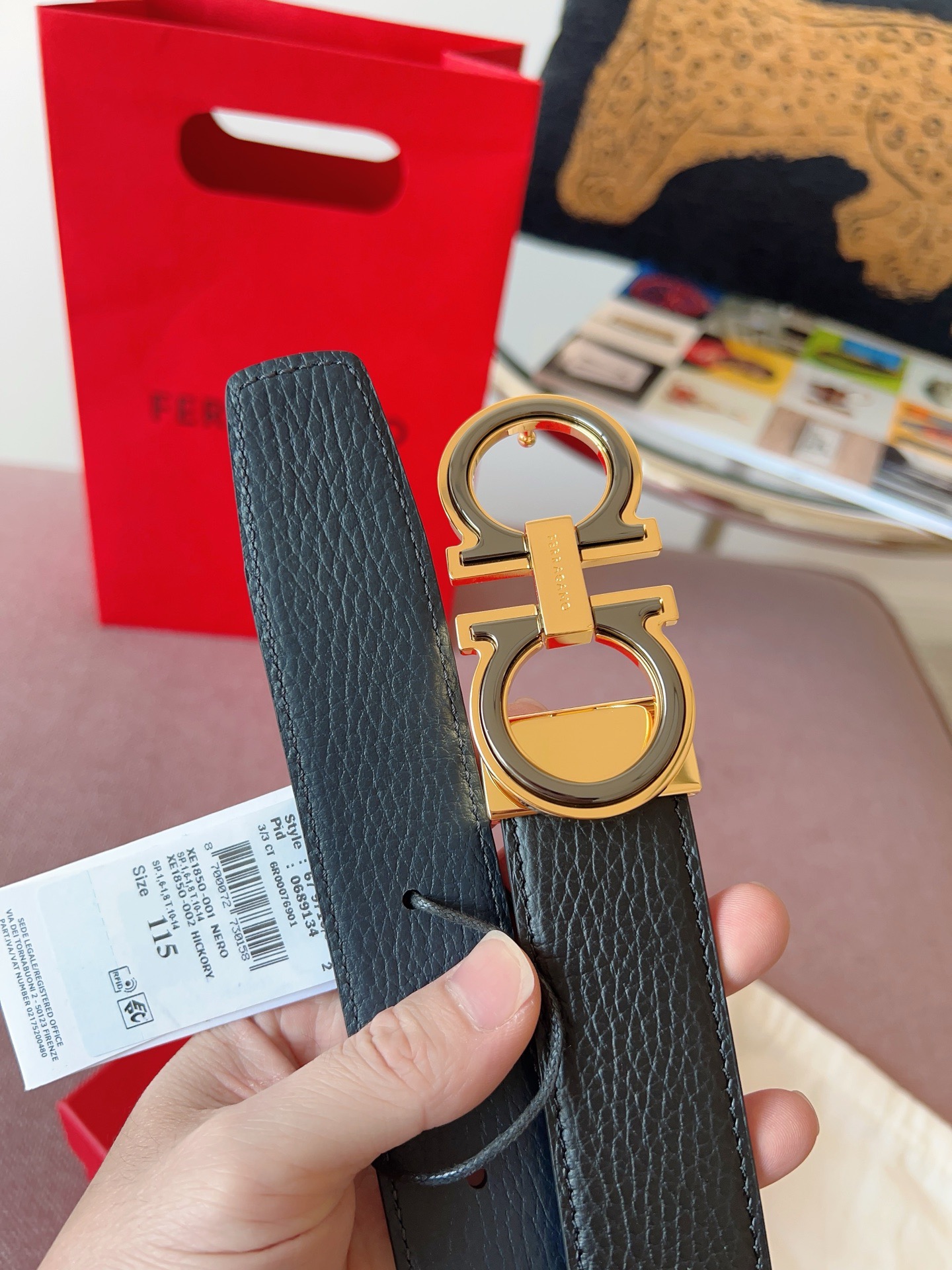 Ferragamo 페라가모 간치니 버클 소가죽 벨트 6