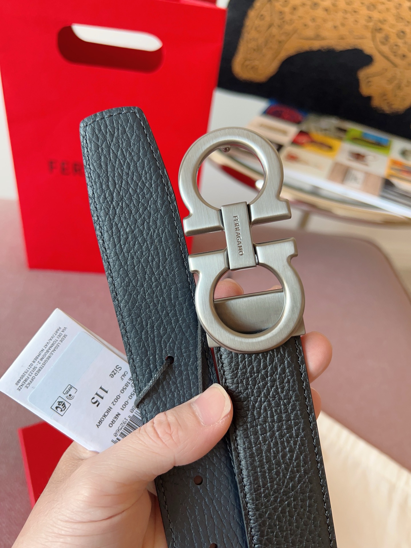 Ferragamo 페라가모 간치니 버클 소가죽 벨트 6