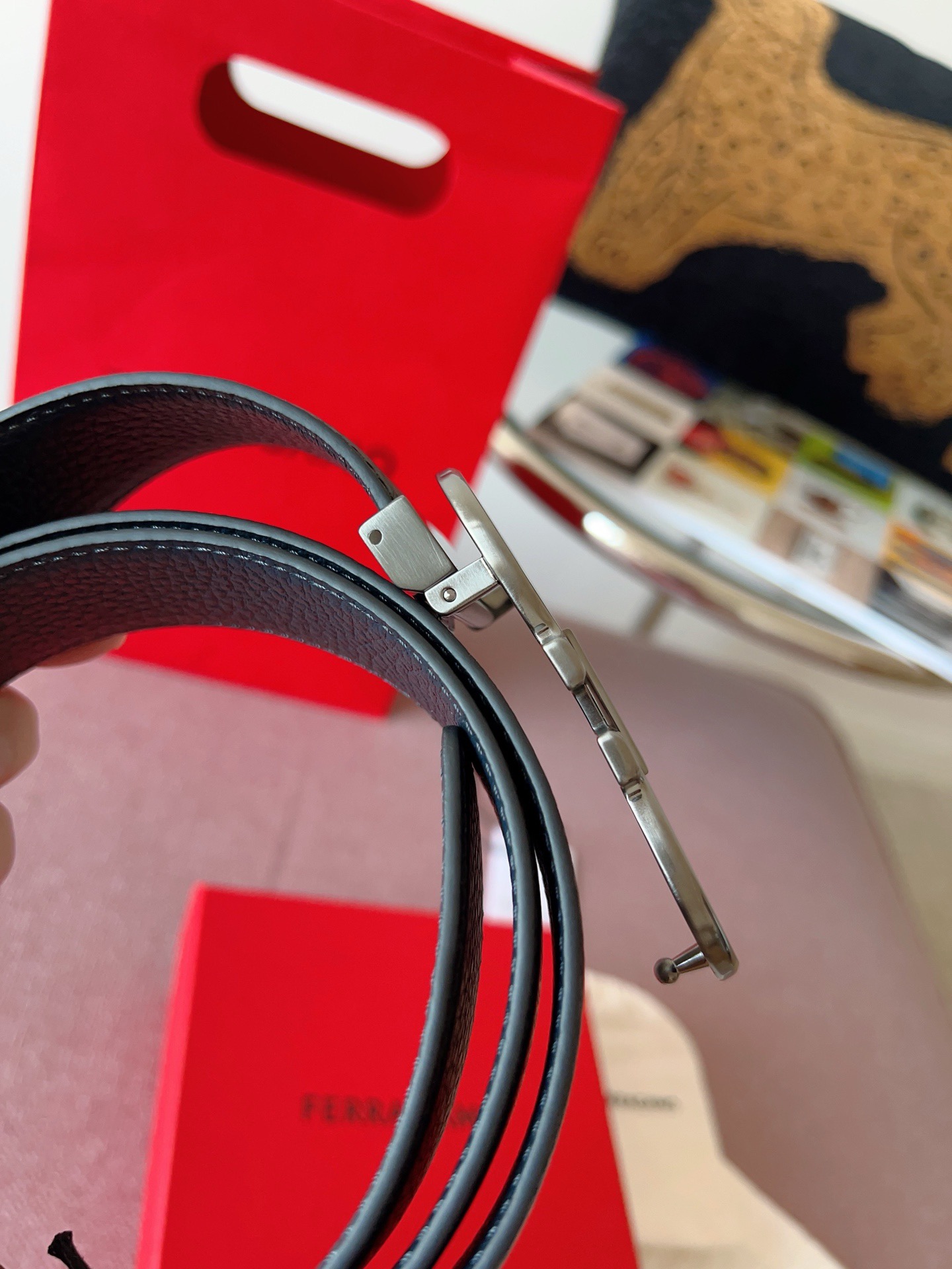 Ferragamo 페라가모 간치니 버클 소가죽 벨트 8