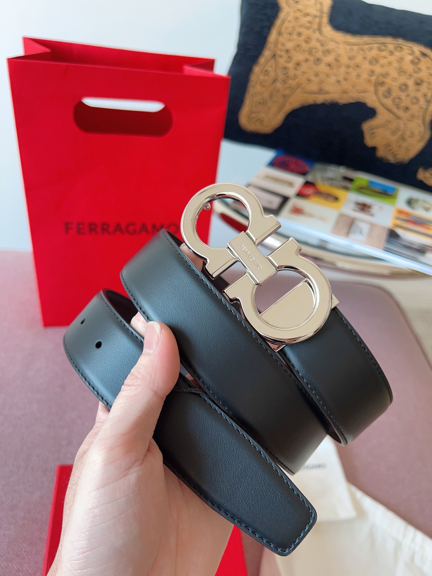 Ferragamo 페라가모 간치니 버클 소가죽 벨트 1