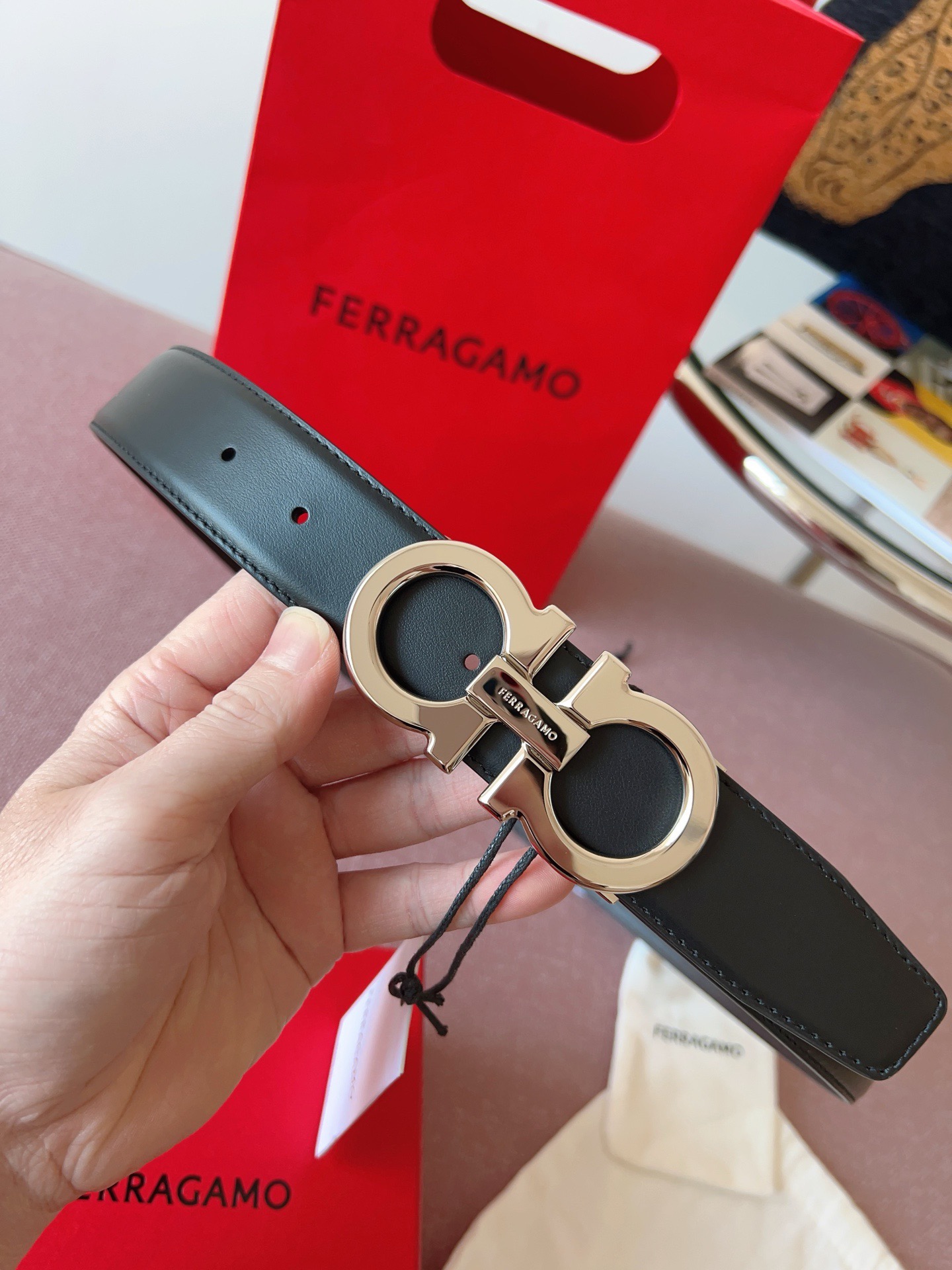 Ferragamo 페라가모 간치니 버클 소가죽 벨트 4