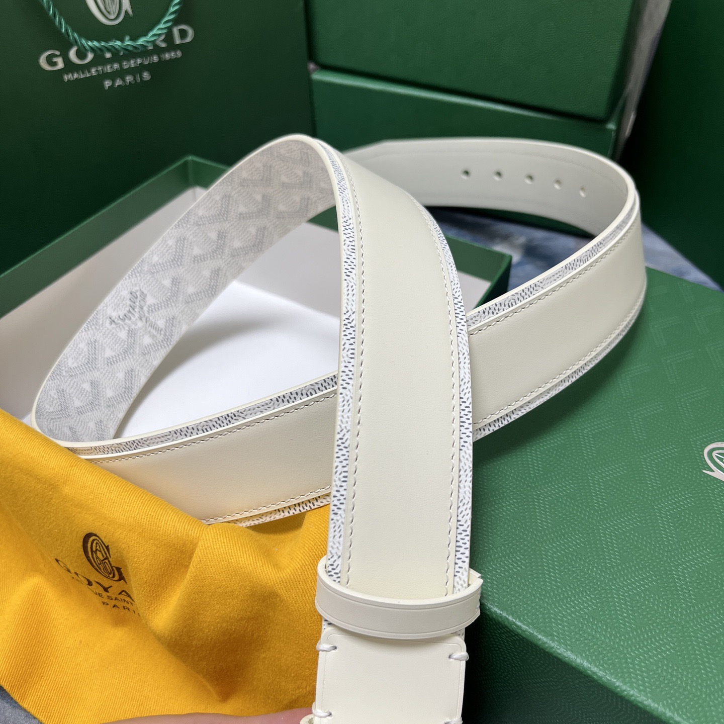 Goyard 고야드 소가죽 캔버스 리버서블 벨트 3