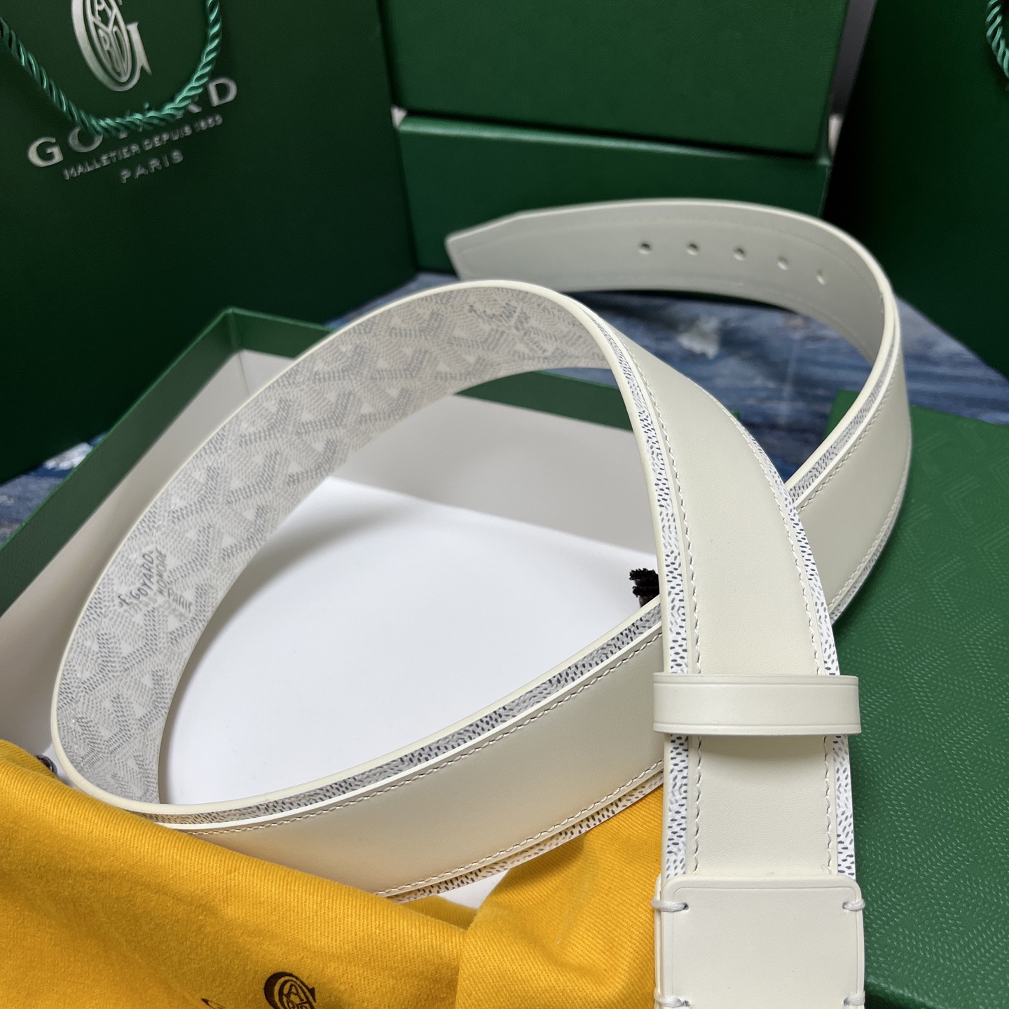 Goyard 고야드 소가죽 캔버스 리버서블 벨트 4