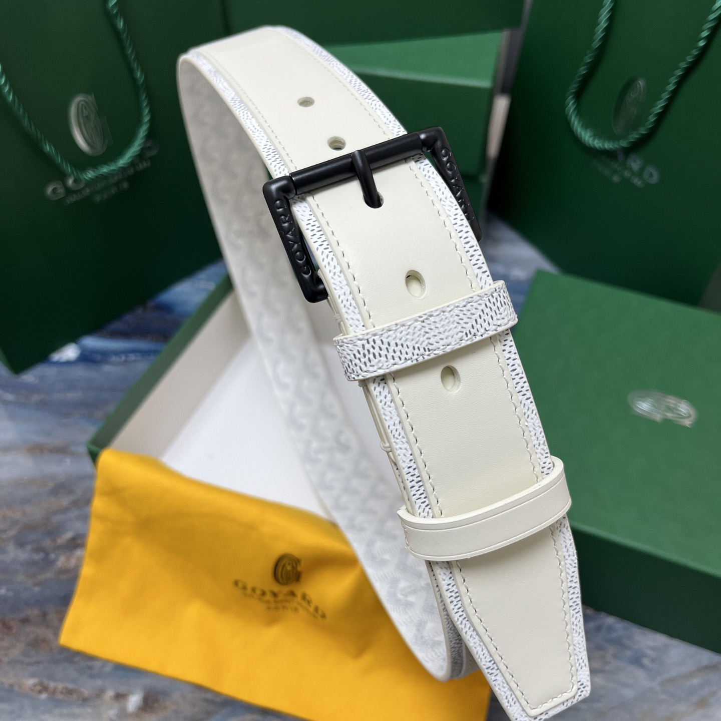 Goyard 고야드 소가죽 캔버스 리버서블 벨트 9