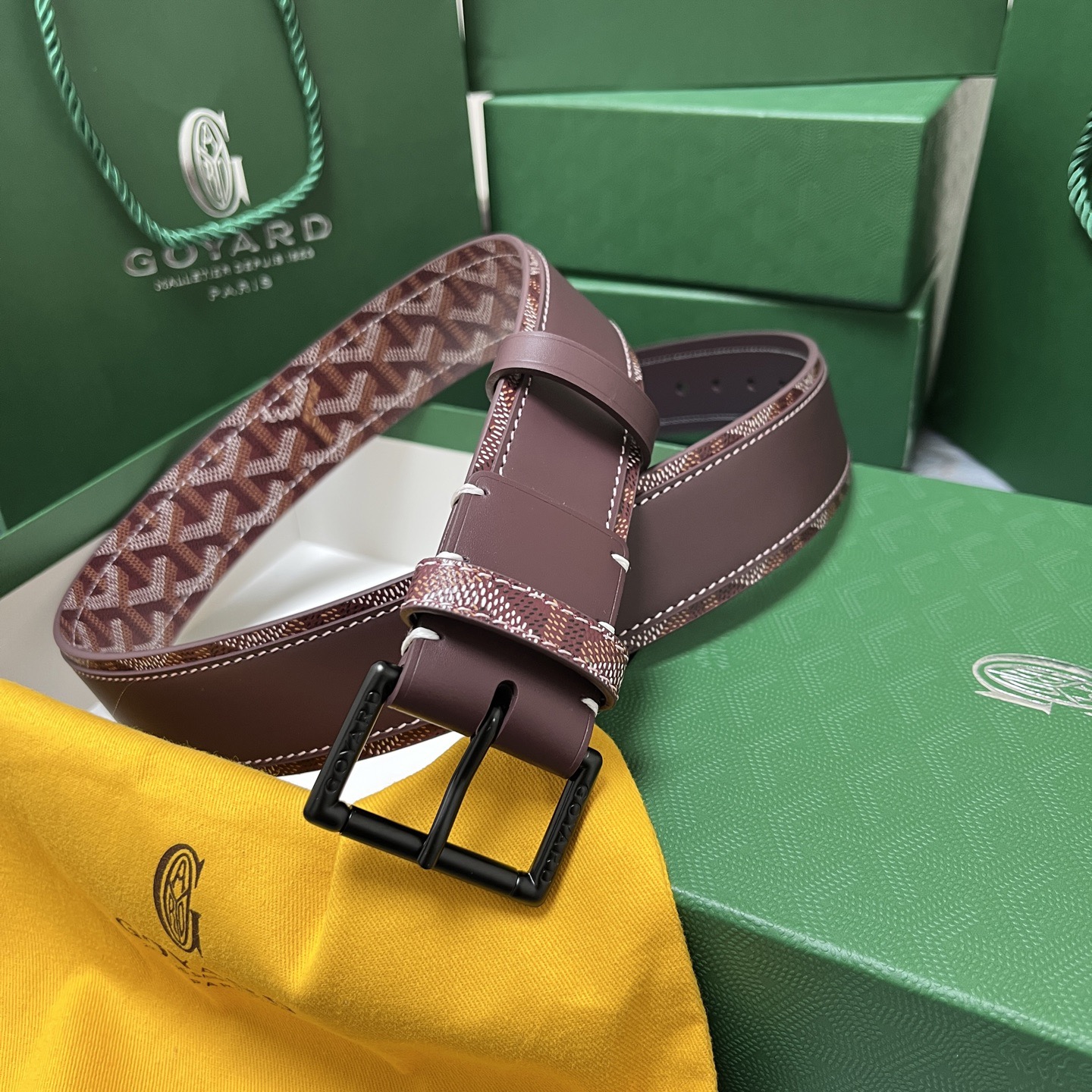 Goyard 고야드 소가죽 패턴 버클 벨트 1