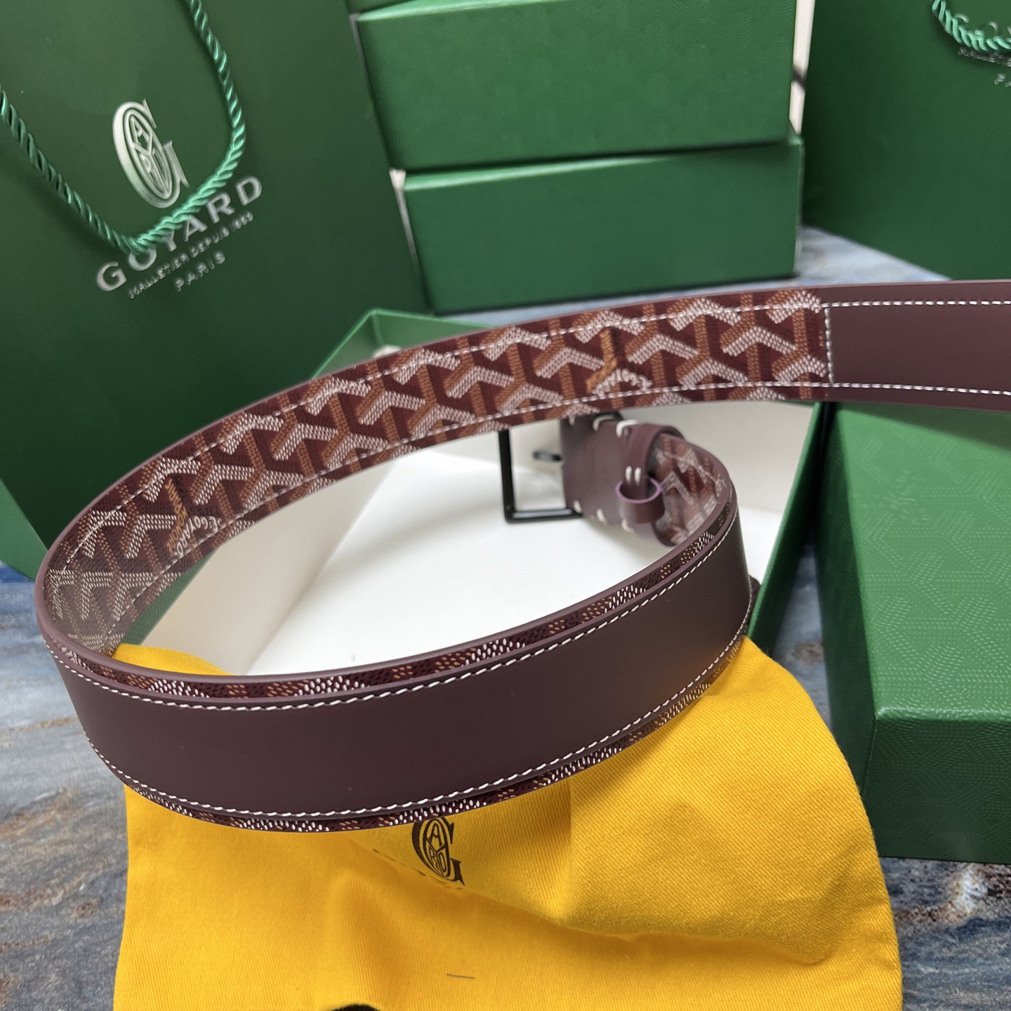 Goyard 고야드 소가죽 패턴 버클 벨트 4