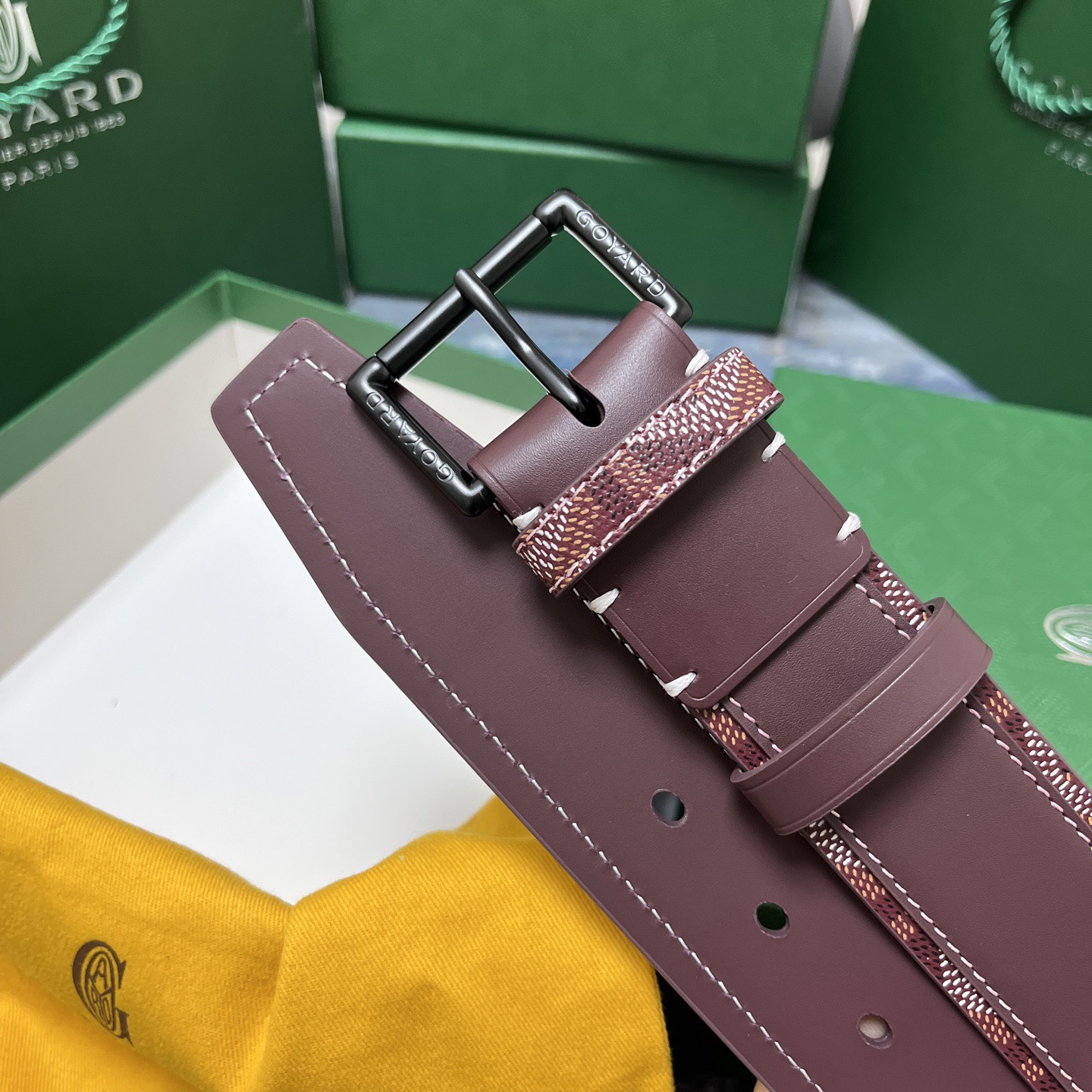 Goyard 고야드 소가죽 패턴 버클 벨트 5