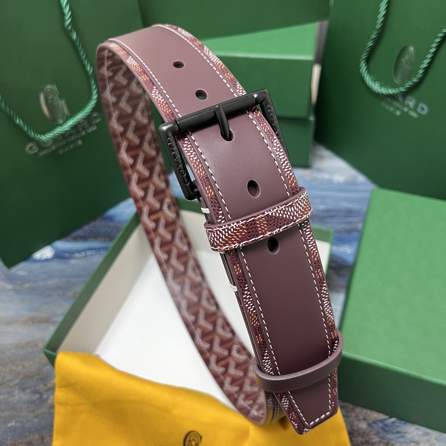 Goyard 고야드 소가죽 패턴 버클 벨트 8