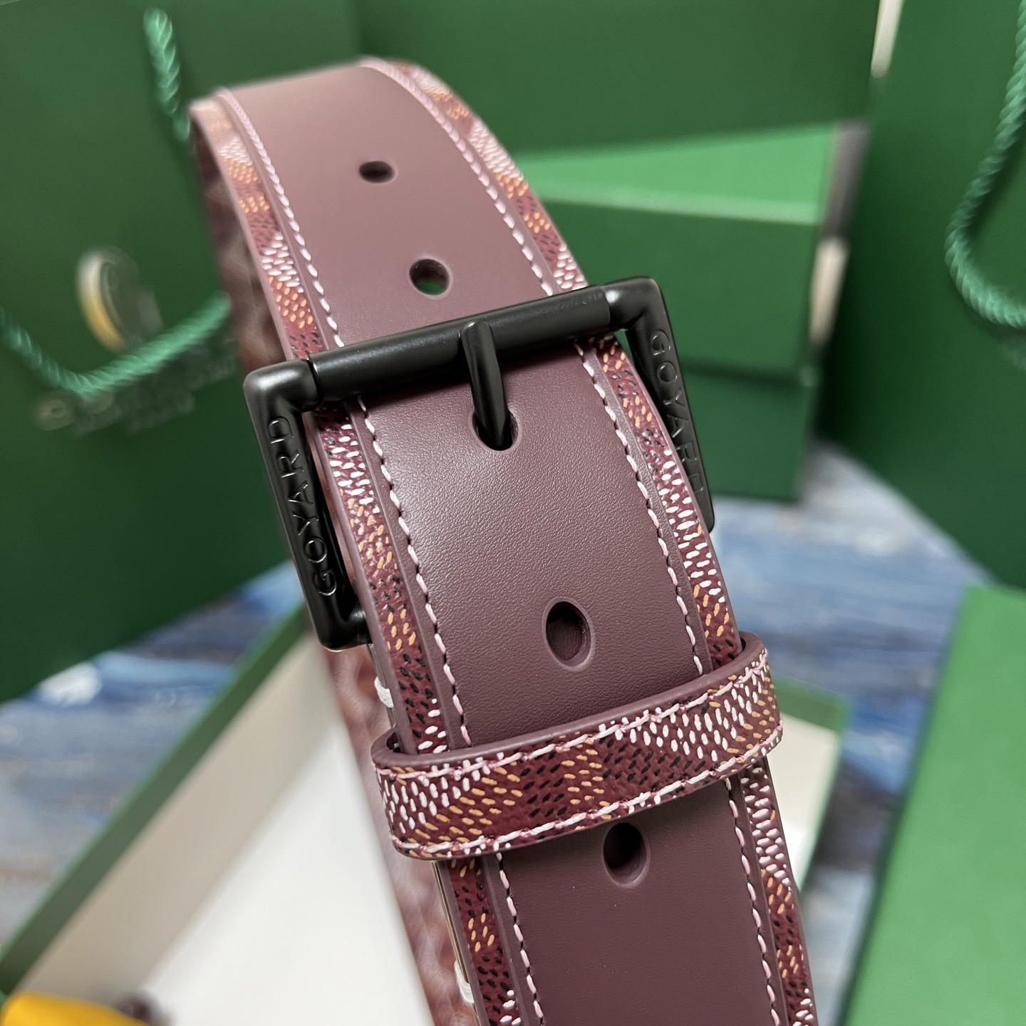 Goyard 고야드 소가죽 패턴 버클 벨트 9