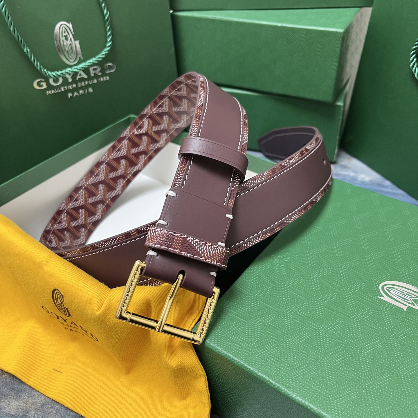 Goyard 고야드 소가죽 패턴 버클 벨트 1
