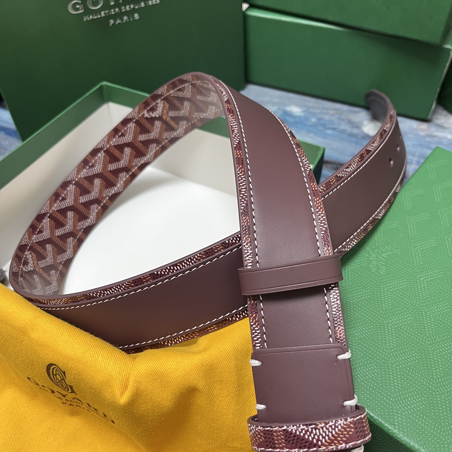 Goyard 고야드 소가죽 패턴 버클 벨트 3