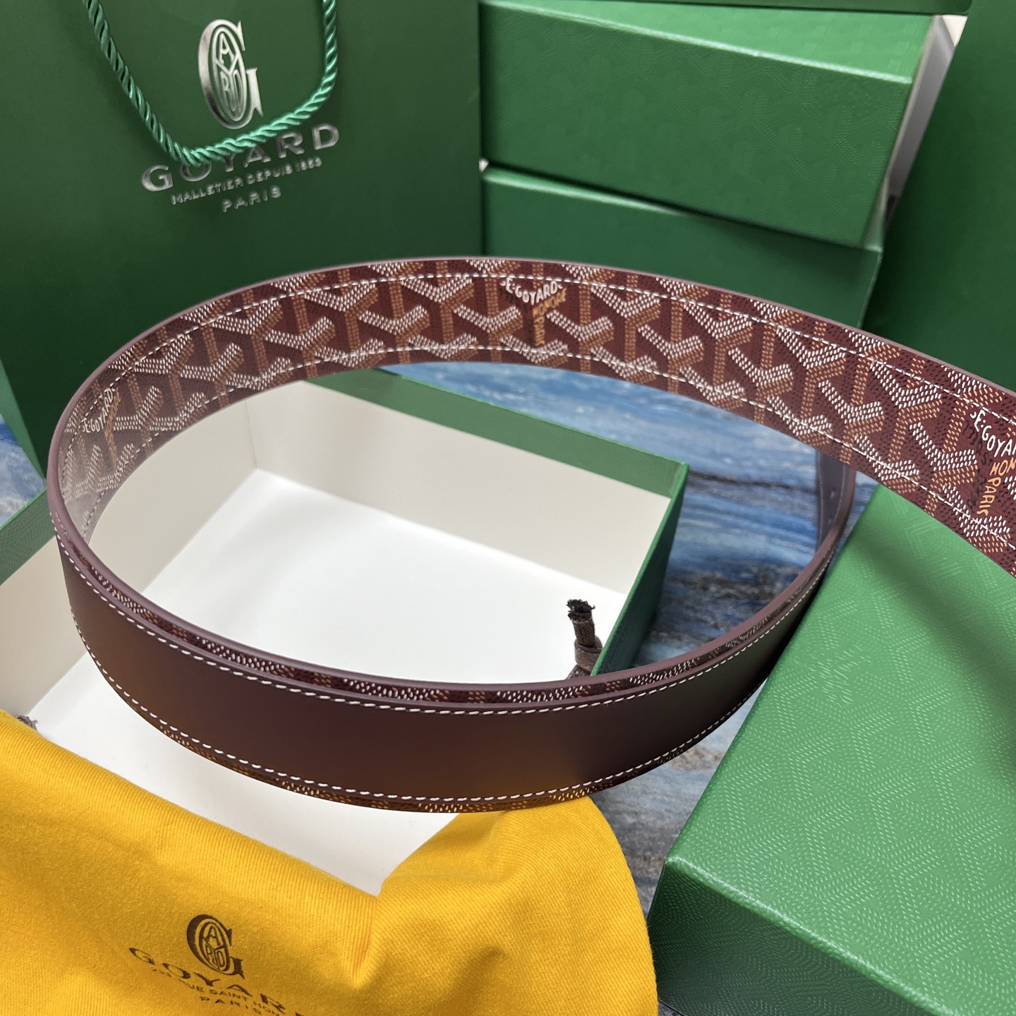 Goyard 고야드 소가죽 패턴 버클 벨트 4