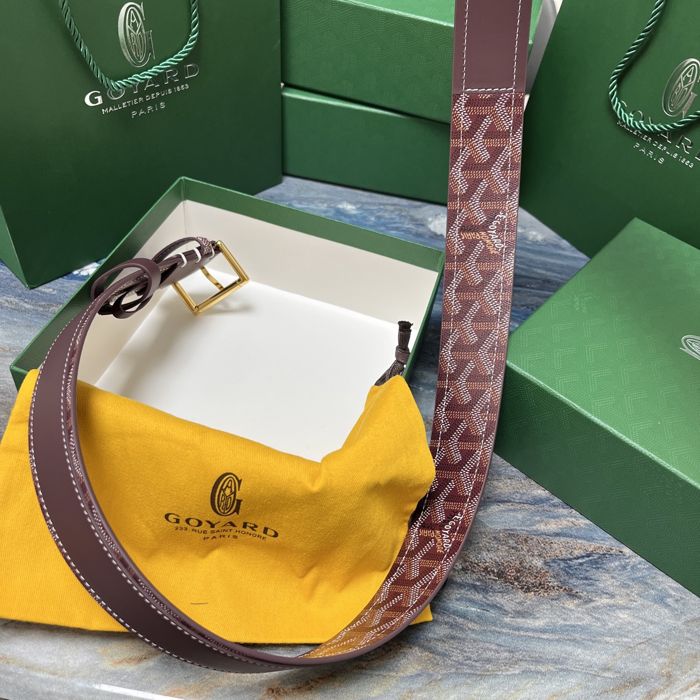 Goyard 고야드 소가죽 패턴 버클 벨트 5