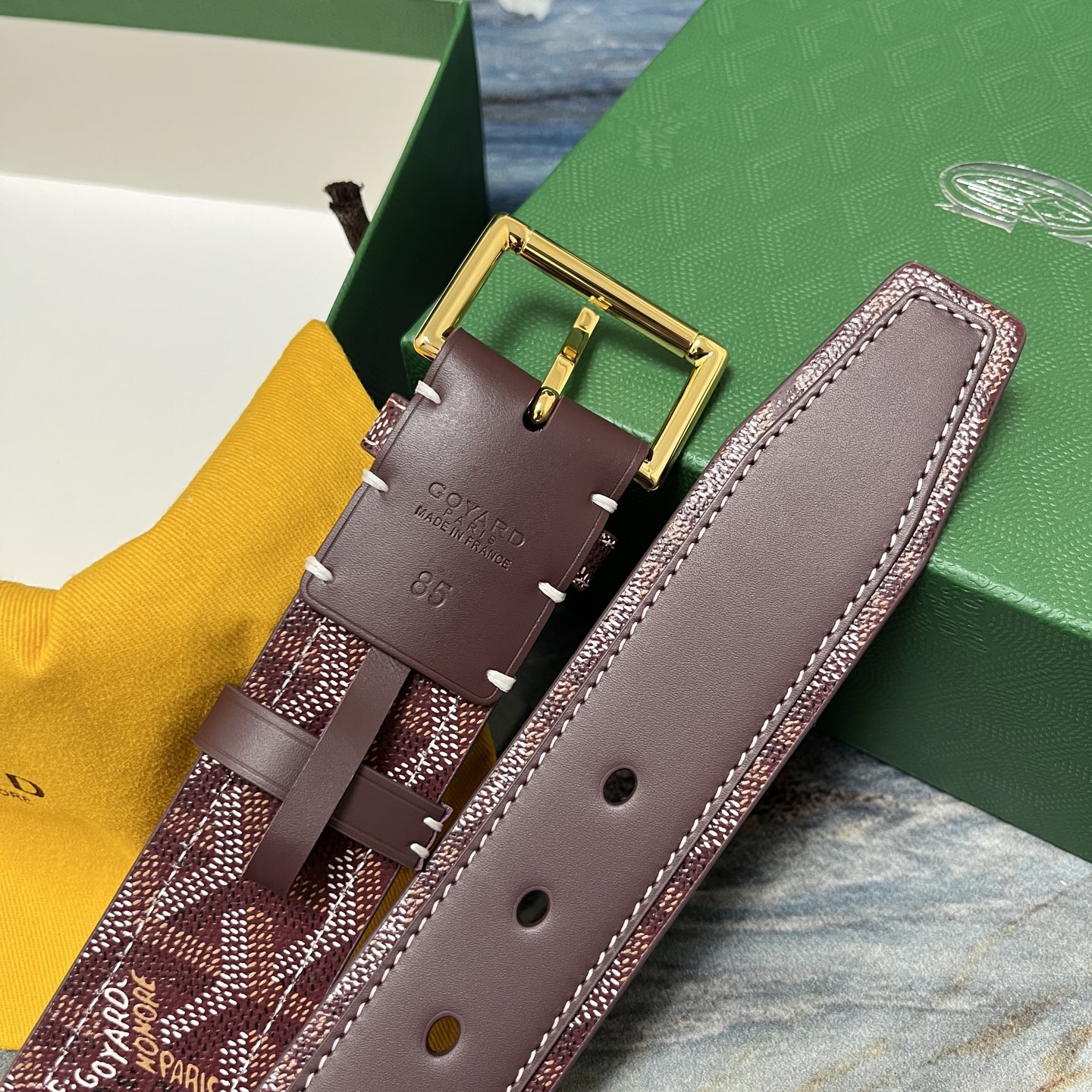 Goyard 고야드 소가죽 패턴 버클 벨트 7