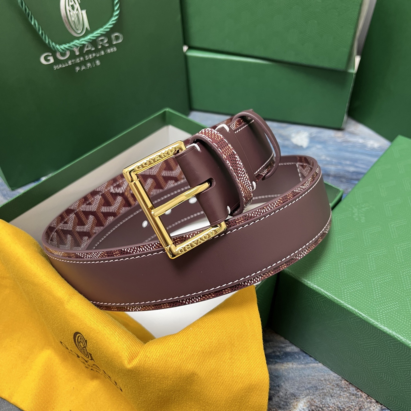 Goyard 고야드 소가죽 패턴 버클 벨트 8